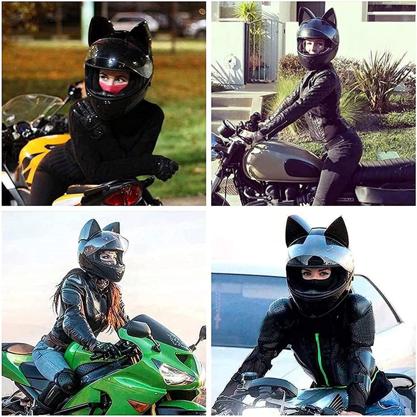 Casco Moto Integrale Uomo Dot/ECE Omologato Casco Donna Adulto Visiera Orecchie di Gatto Casco Motocross Casco Moto Scooter Helmets
