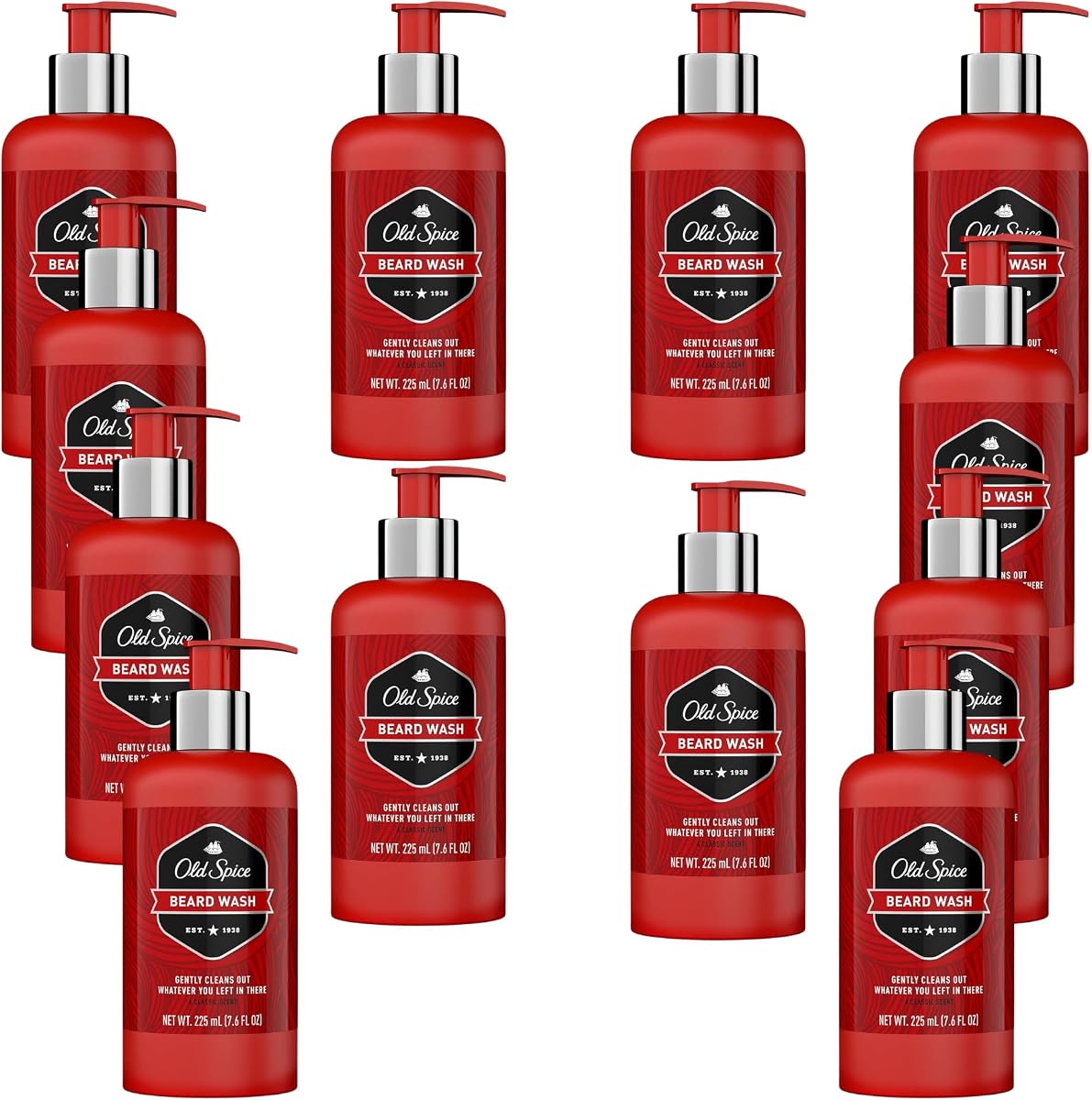 Old Spice Beard Wash para hombres, aroma clásico, champú suave para barba, limpia y refresca el cabello facial, 7.6 fl oz (paquete de 12)