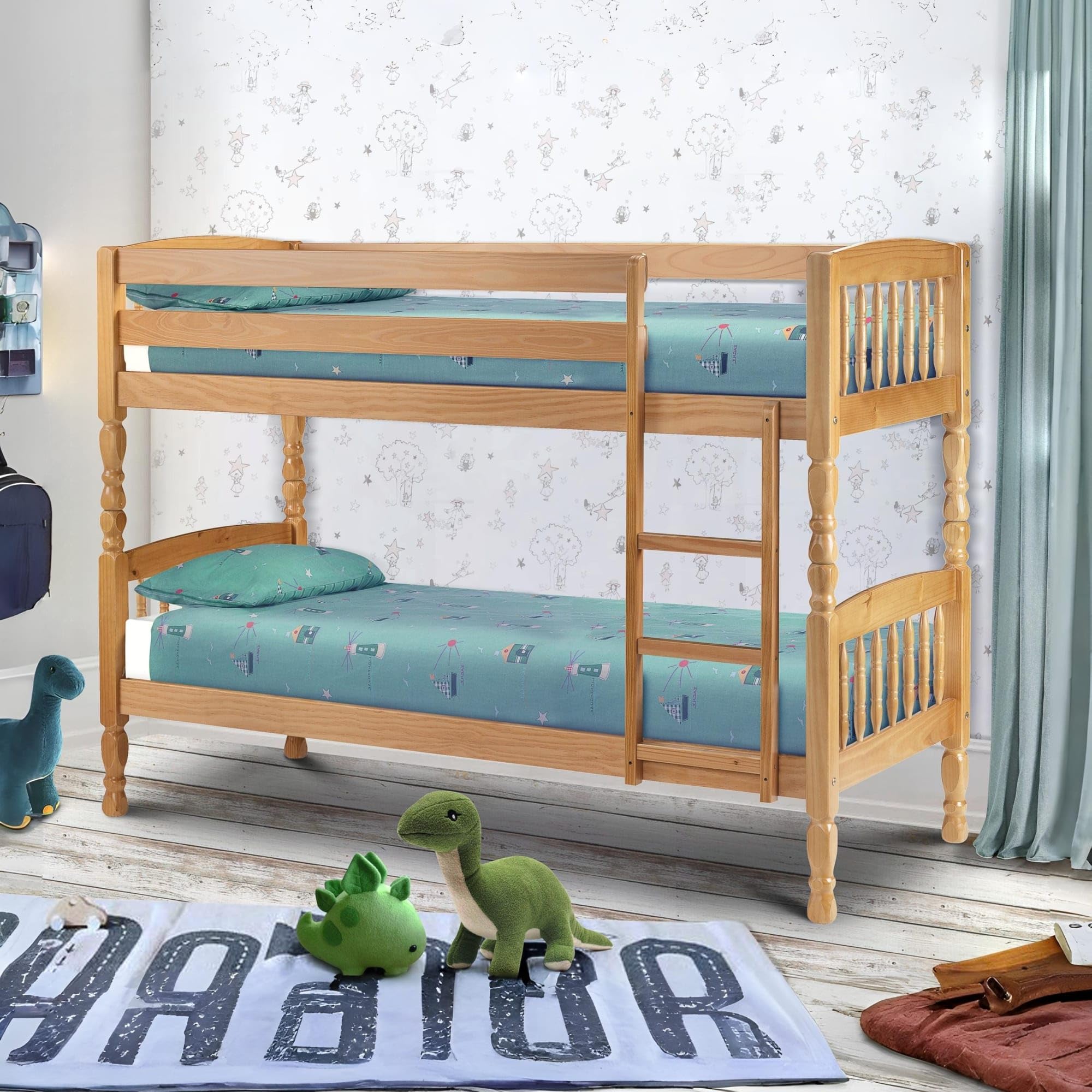 Julian Bowen Lincoln Single Bunk Bed - Solid Pine - Antique Lacquer Finish