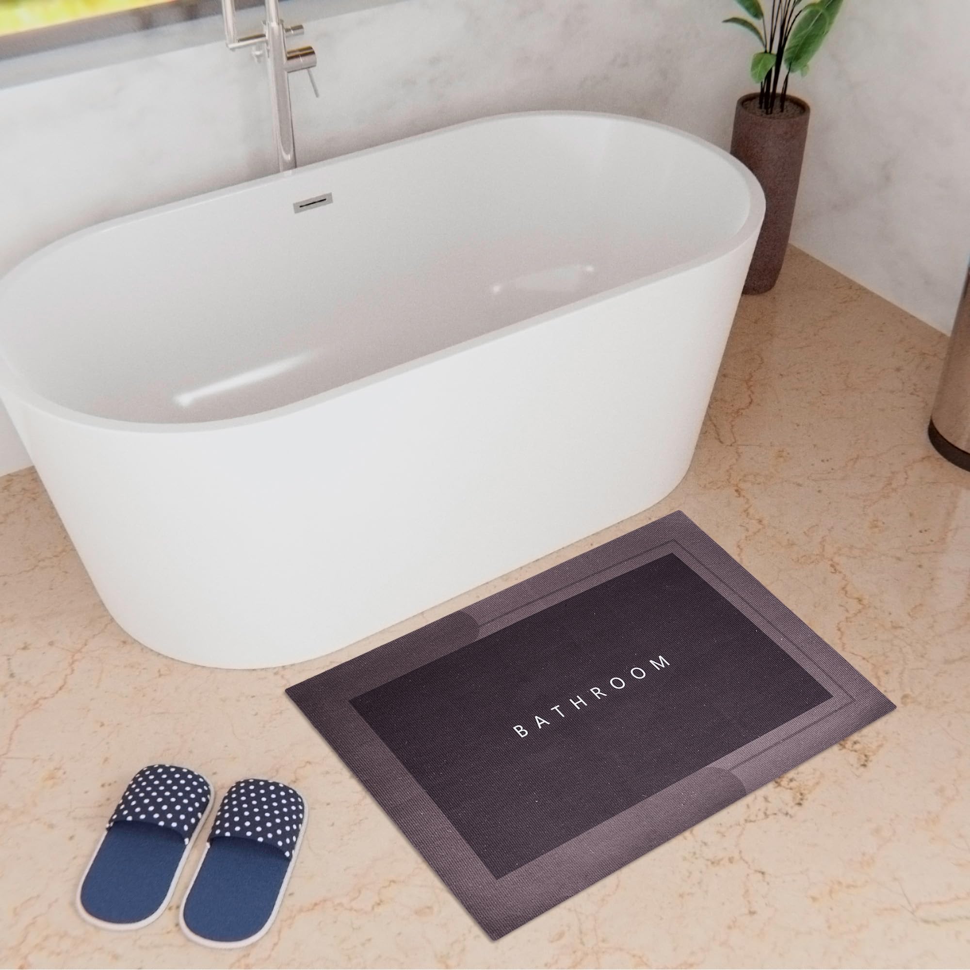 Kuber Industries Rectangular Bathroom Mat| Soft Anti Skid Bath Mat | Non Woven Floor Mat for Home | Non-Slip Mat for Shower-Bathtub | HY094 | Wine-image-10