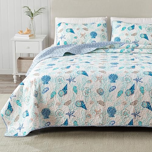 Great Bay Home Coral King Quilt Set, 3 Pieces, Machine Washable