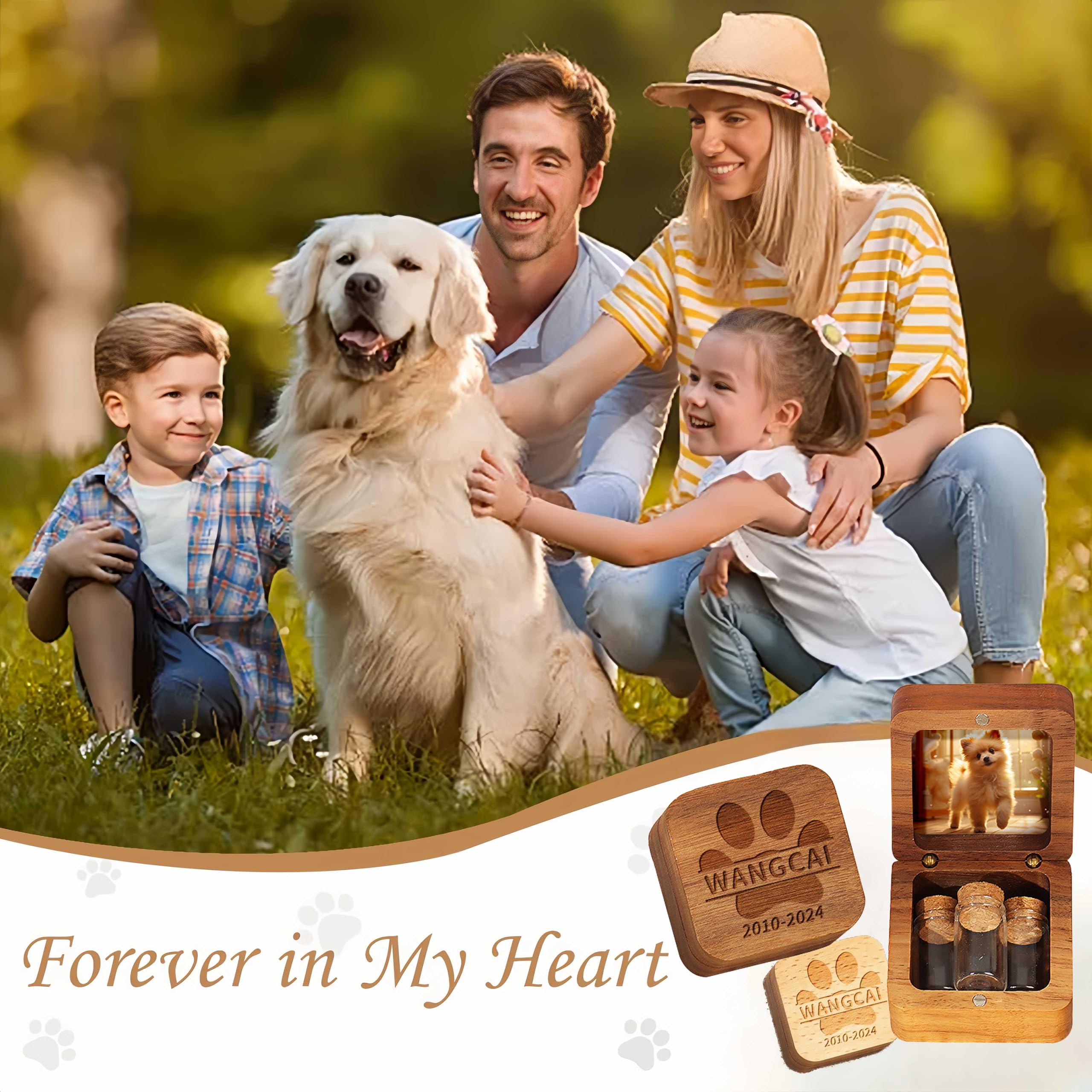 Scatola ricordo personalizzata per peli di animali domestici, scatola per denti di cane/gatto, souvenir per animali domestici, bottiglia di vetro per animali domestici a lungo termine con chiusura