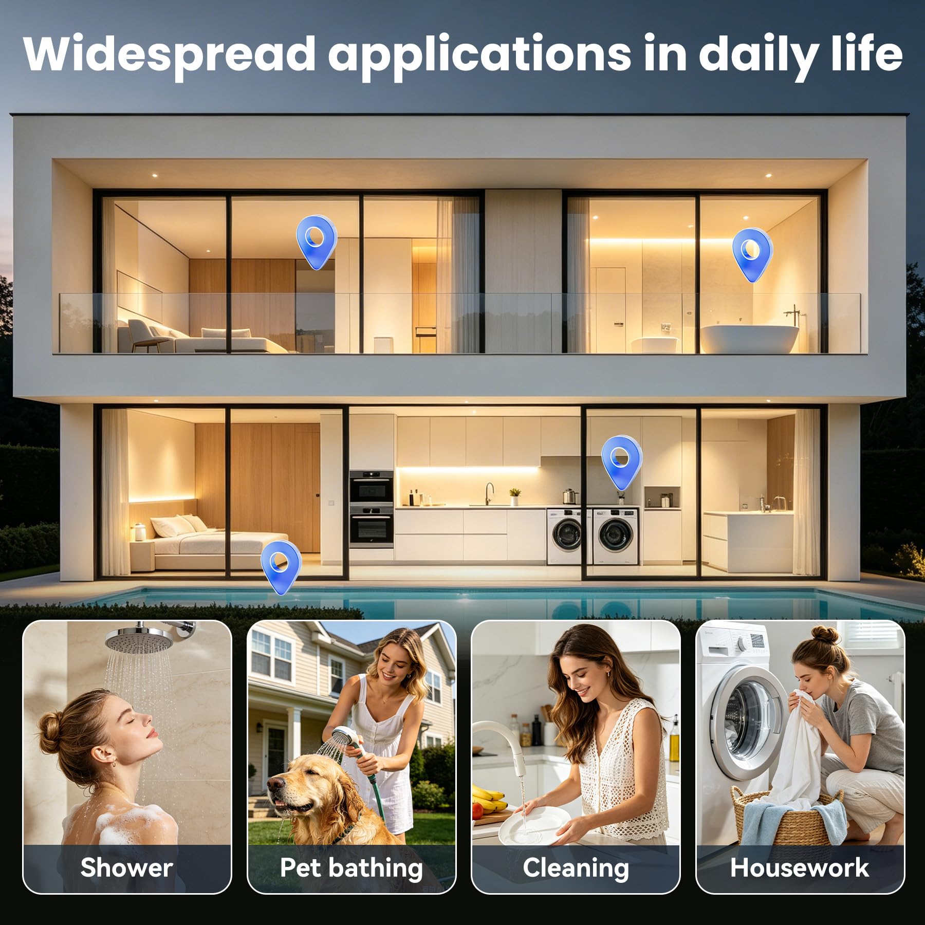 8L GPL Scaldacqua a Gas Liquefatto,Uscita Dell'acqua Calda 8L/min,16KW Shower Water Heater Gas Bagno Riscaldatore di Acqua Calda di Induzione Riscaldatore Della Parete (8, Litri)