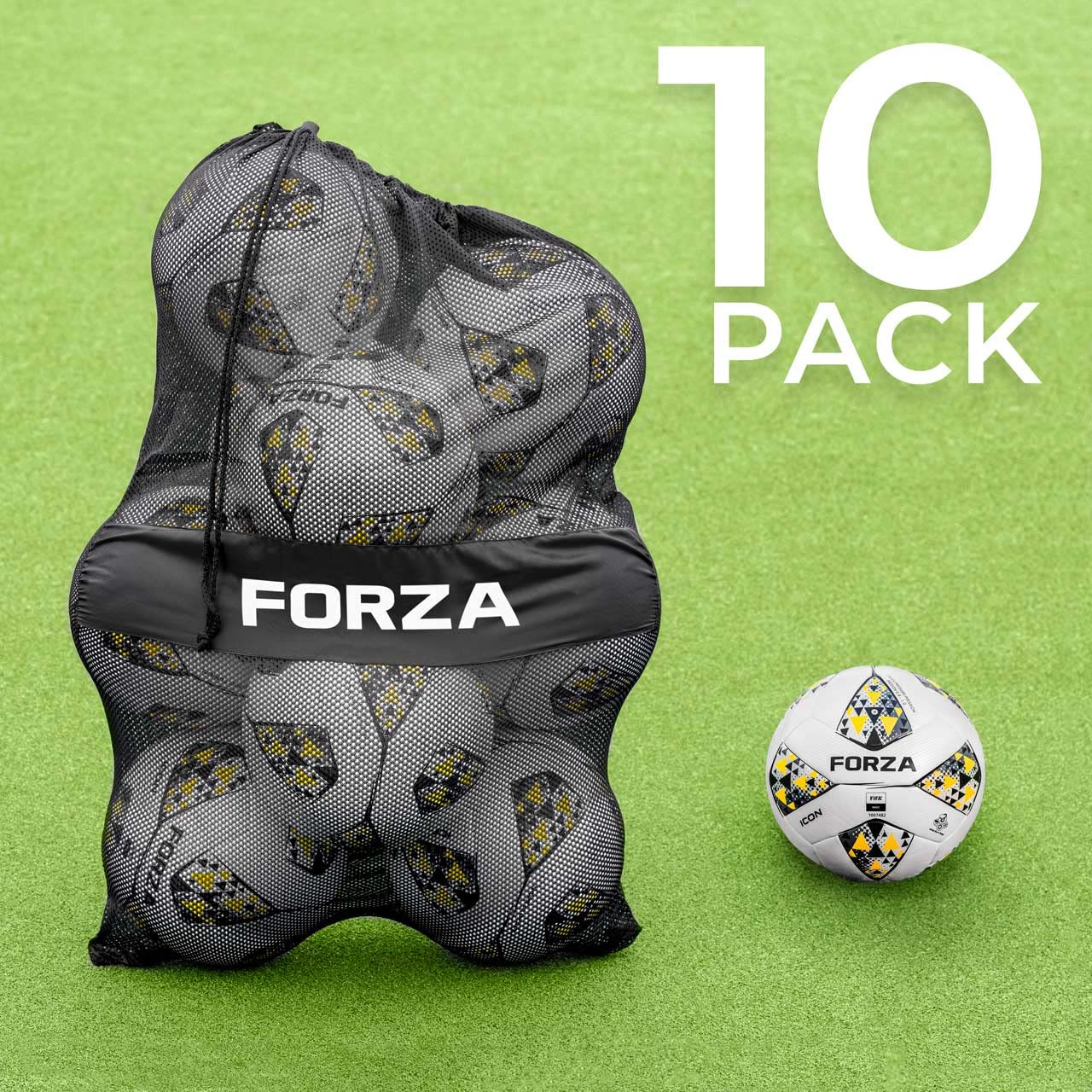 FORZA Pallone Da Calcio E Borsa - Set Di Palloni Di Varie Taglie | Palla Calcio Con Sacco In Rete Incluso | Ampia Gamma Di Palloni Per Partite, Competizioni Ed Allenamento | Attrezzatura Calcio