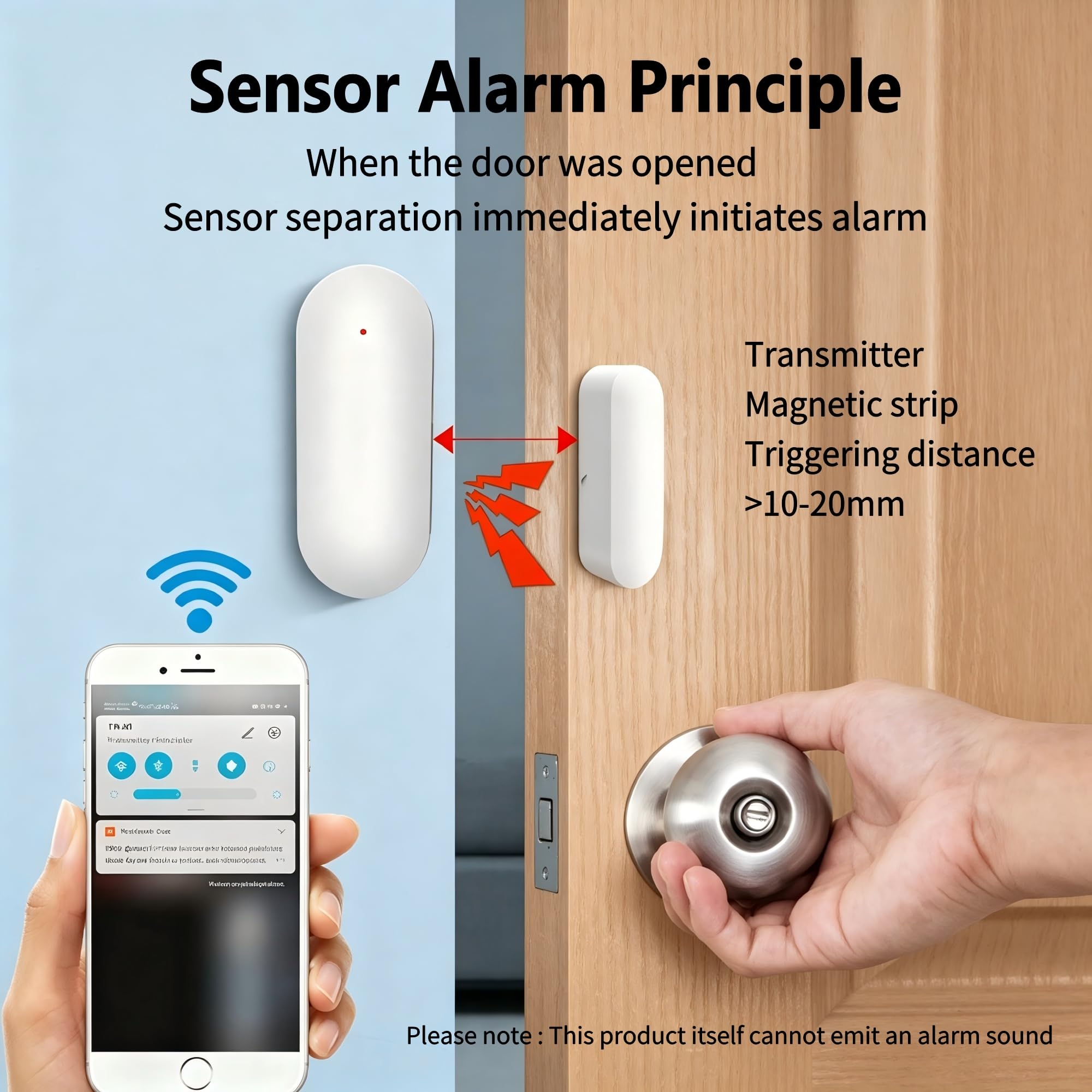 Sensor de contacto inteligente WiFi para puerta/ventana para automatización del hogar, monitor de puerta y ventana, detector de entrada magnético inalámbrico con alertas en tiempo real, compatible con