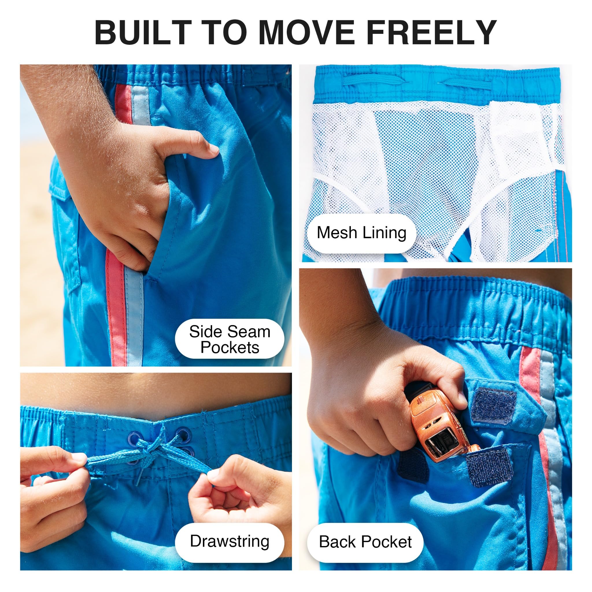 Kanu Surf Boys' Reflection Quick Dry UPF 50+ Beach Swim Trunk, Tivoli Royal, Medium (5/6)