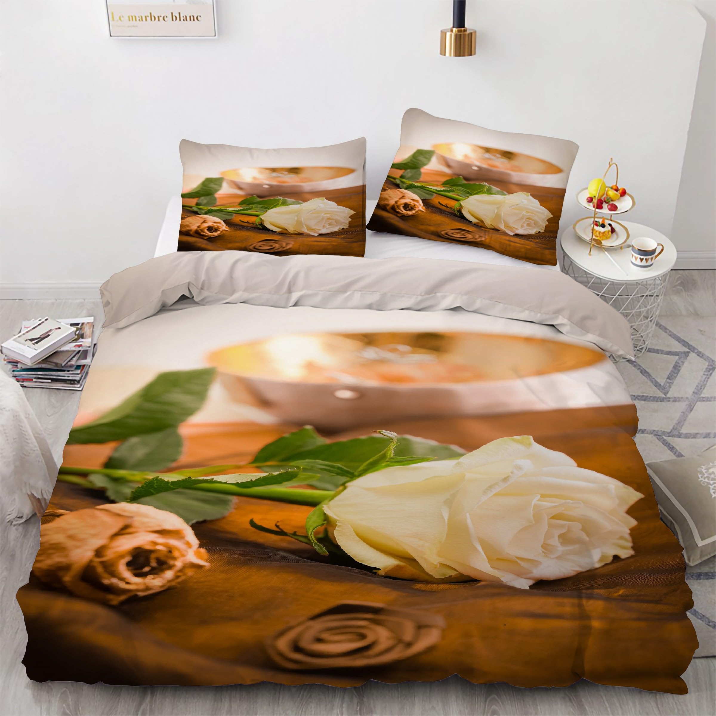 Parure de lit rose jaune ensemble de literie 3 pièces housse 200x200