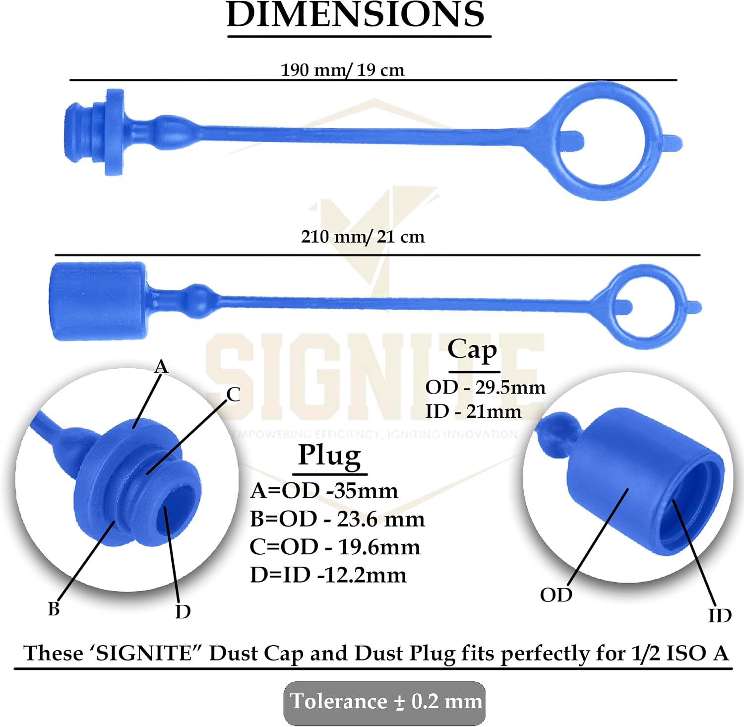 Signite 10 Set,1/2 Tractor Hydraulic Coupler ISO A Dust Cap & Plug Set
