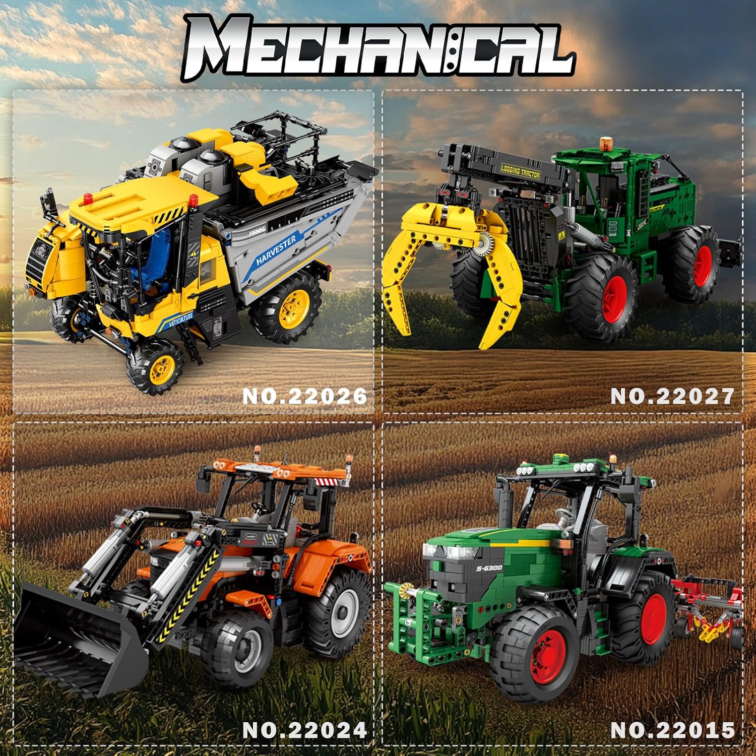 Reobrix Grape Harvester RC Tractor Building Set, City Construction Vehicle Set 22026 Farm Technic Truck Model Kit for Adults, Collection Decor or Gift for Adult and Machinery Lovers