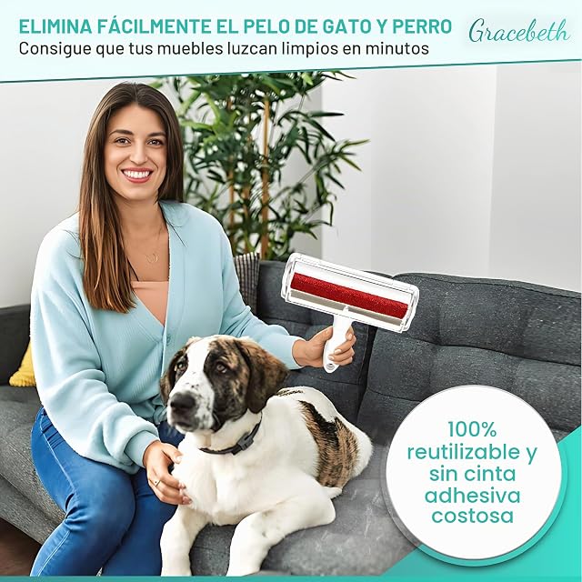 Foto 4 de 5 de ChomChom Removedor de pelo de mascotas para muebles, rodillo quitapelusas para pelo de perros y gatos