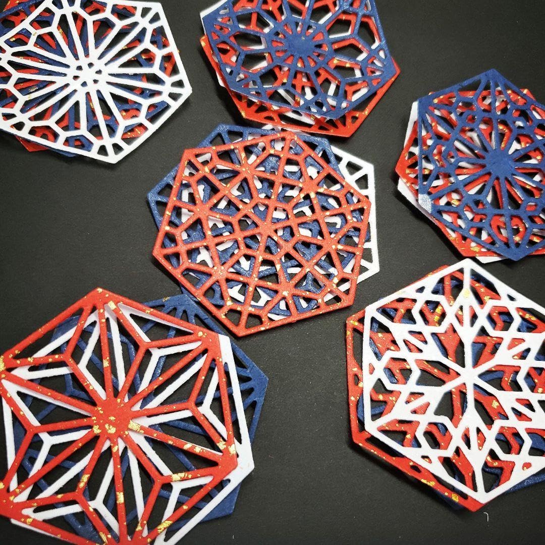 Amazon.co.jp: CF54-2ダイカット♡和柄六角形 素材18枚 亀甲模様 和紙