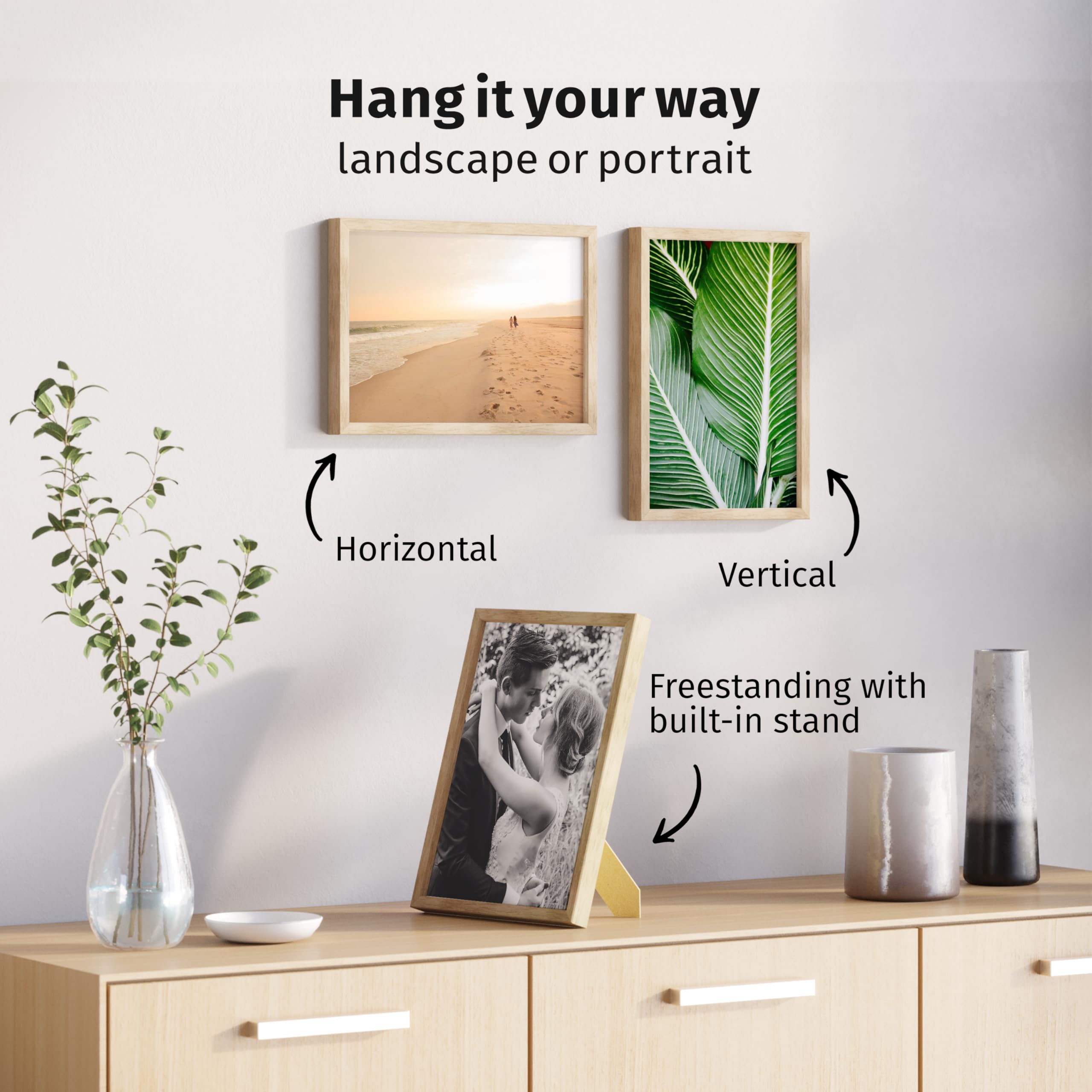 JUNOMI Premium Oak Picture Frame A4 (21 x 29.7 cm) - Real Oak Wood Frame with Shatterproof Acrylic Front, 21x29.7 cm / 1x - Image 4
