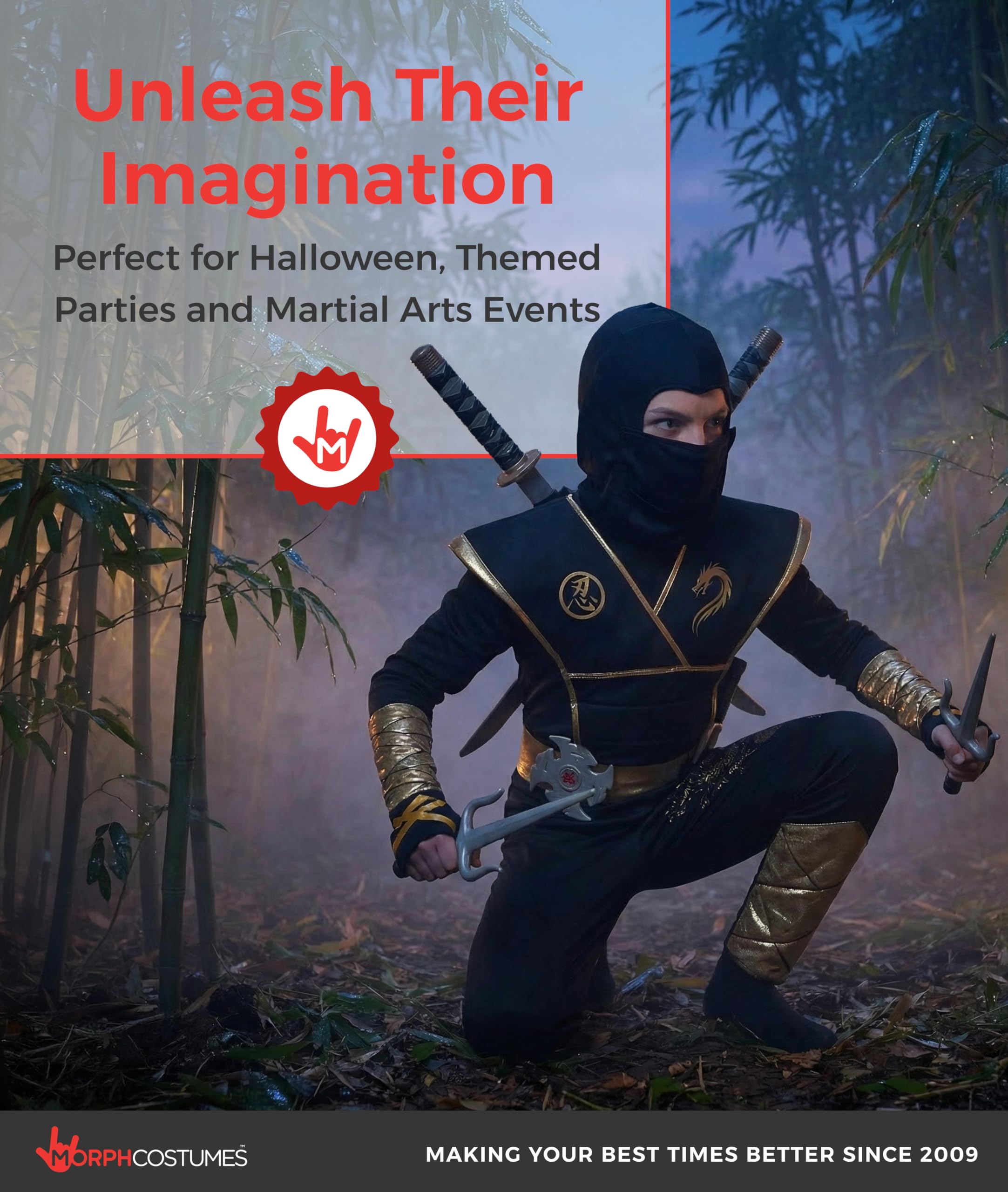 Morph Ninja Kostüm Kinder Jungen & Mädchen, Halloween Kostüm Kinder Ninja, Karneval Kostum Jungen, Fasching