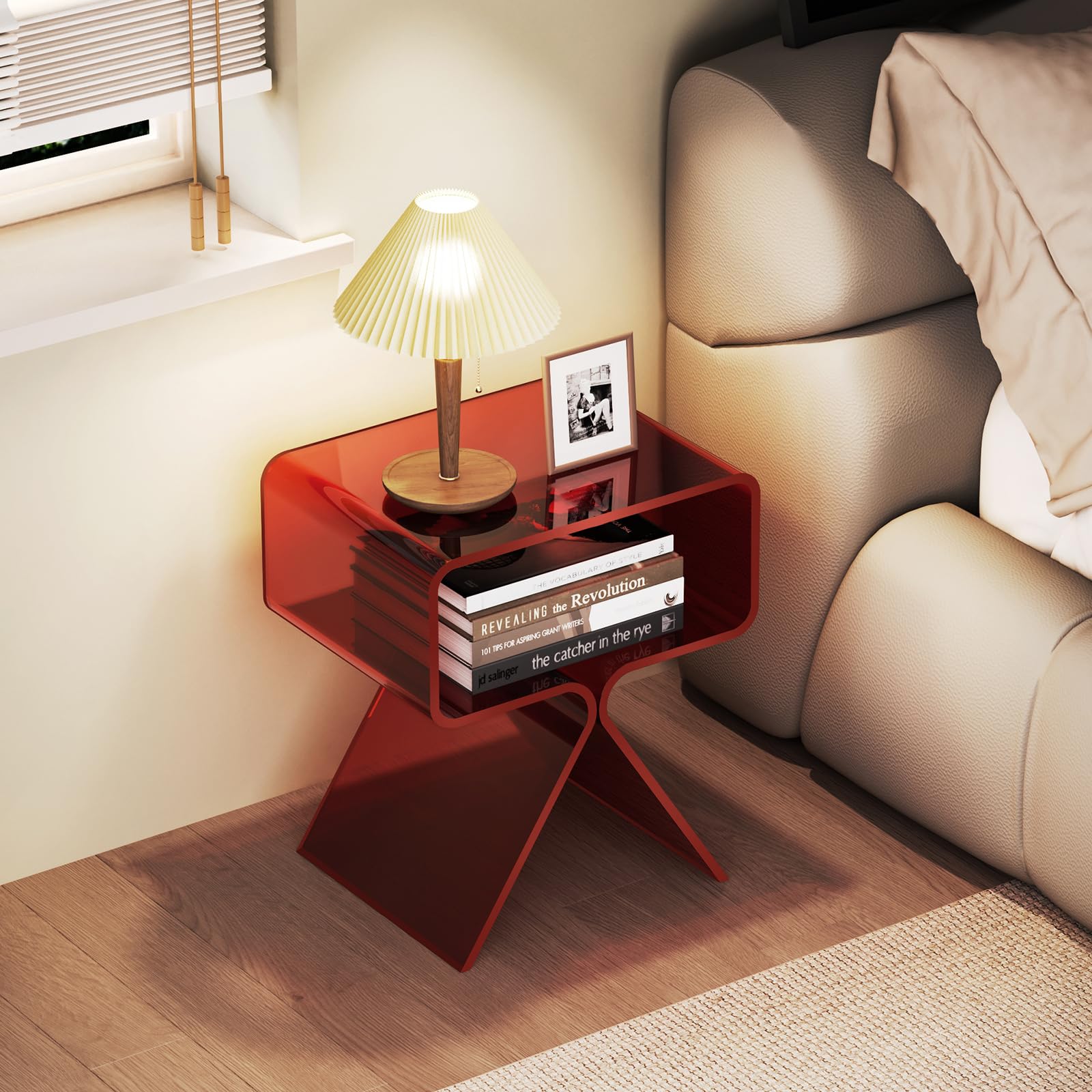 solaround Tavolino da Salotto in Acrilico, Tavolino da comodino, Tavolino per Soggiorno (Rosso)