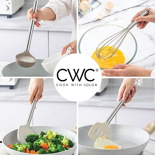 Miniatura 6 de COOK WITH COLOR Utensilios de Cocina de Silicona, Juego de Utensilios de Cocina, Utensilios de Cocina de Silicona Fáciles de Limpiar, Utensilios de