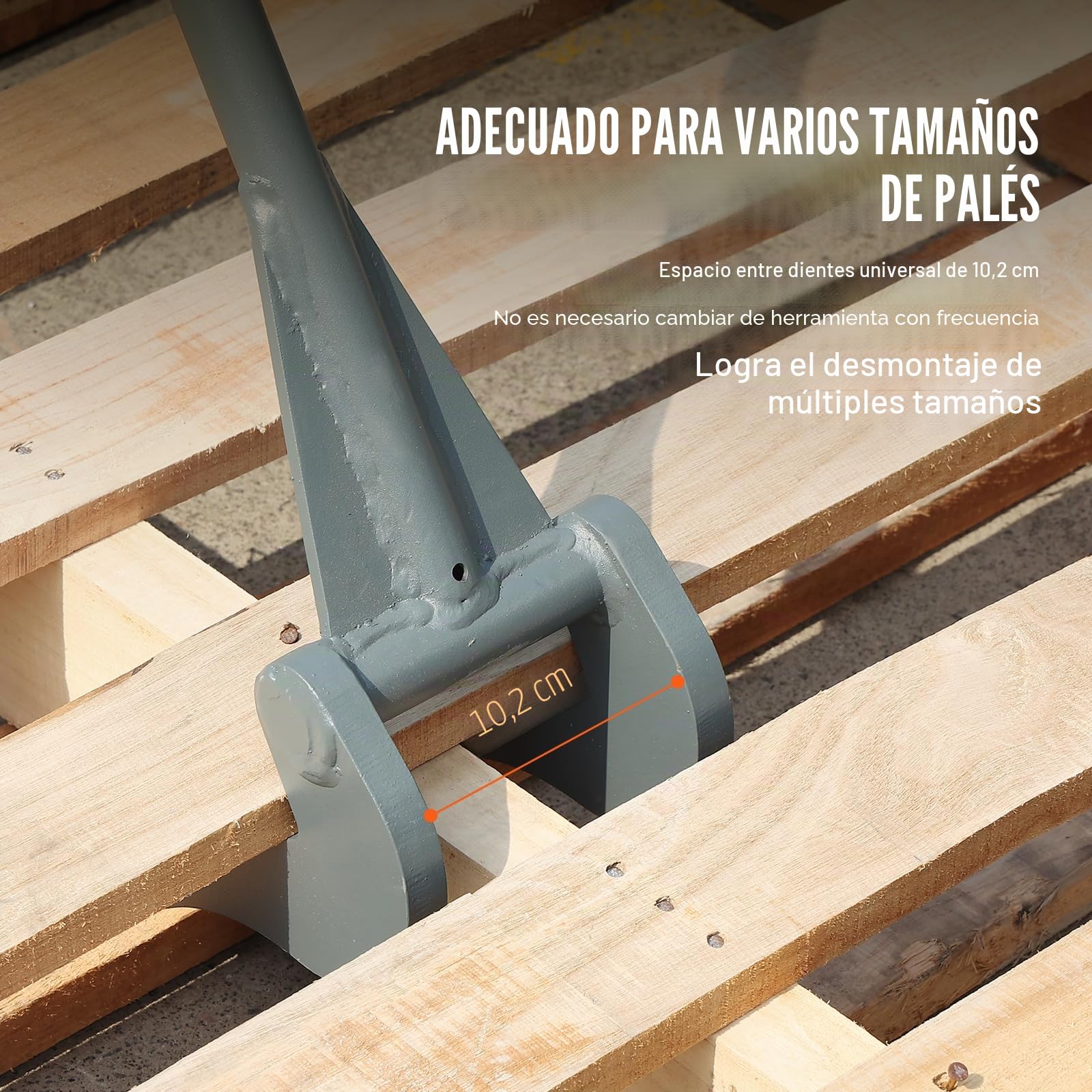 VEVOR Barra de Palanca de Acero al carbono Q235 Extractor de Palés 137,2 cm Capacidad de Carga 907 kg Herramienta de Desmontaje de Madera Mango de 127cm con Guantes para Desmontar Tablas de Extracción