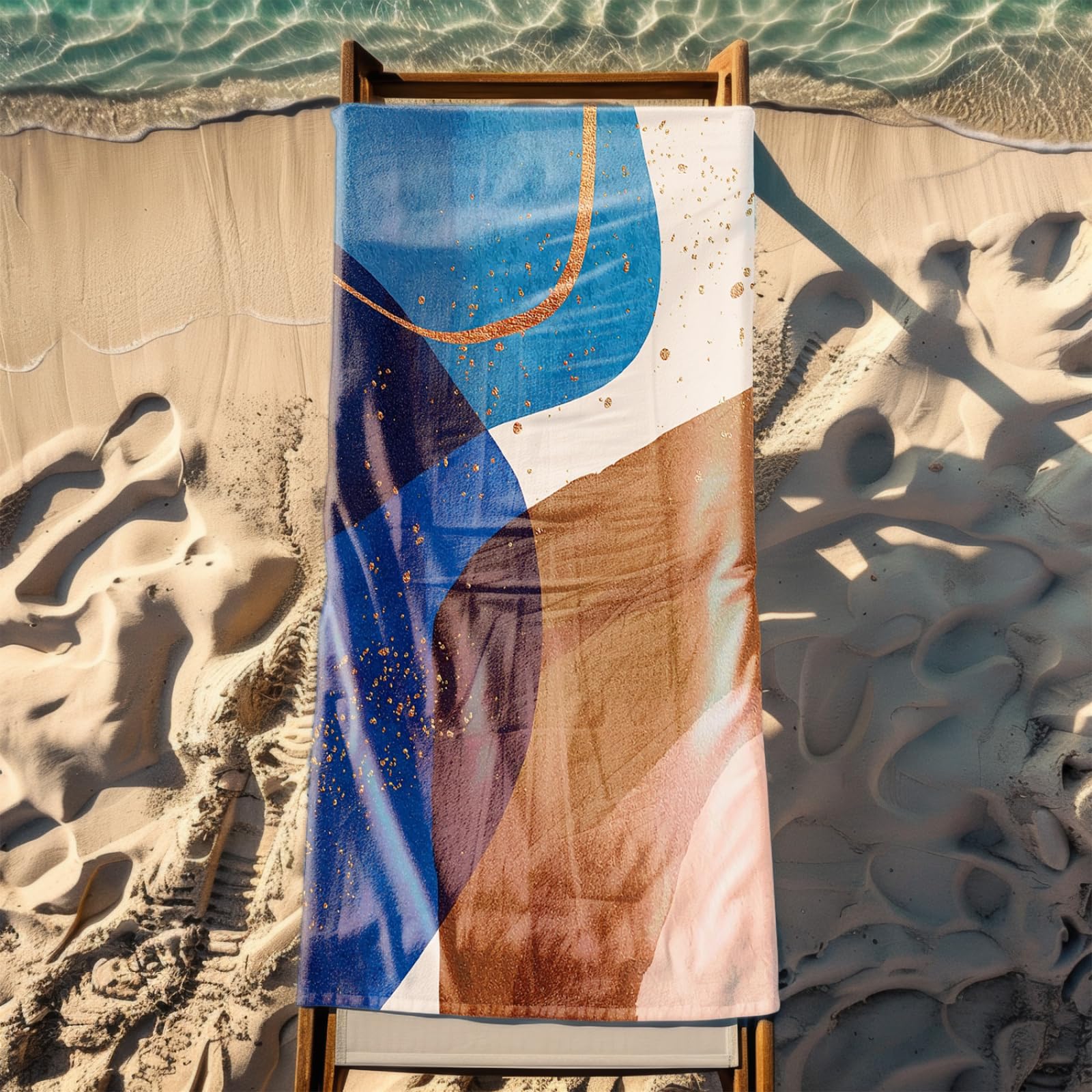 Generico Telo Mare Grande Xxl Graffiti Marrone Blu
