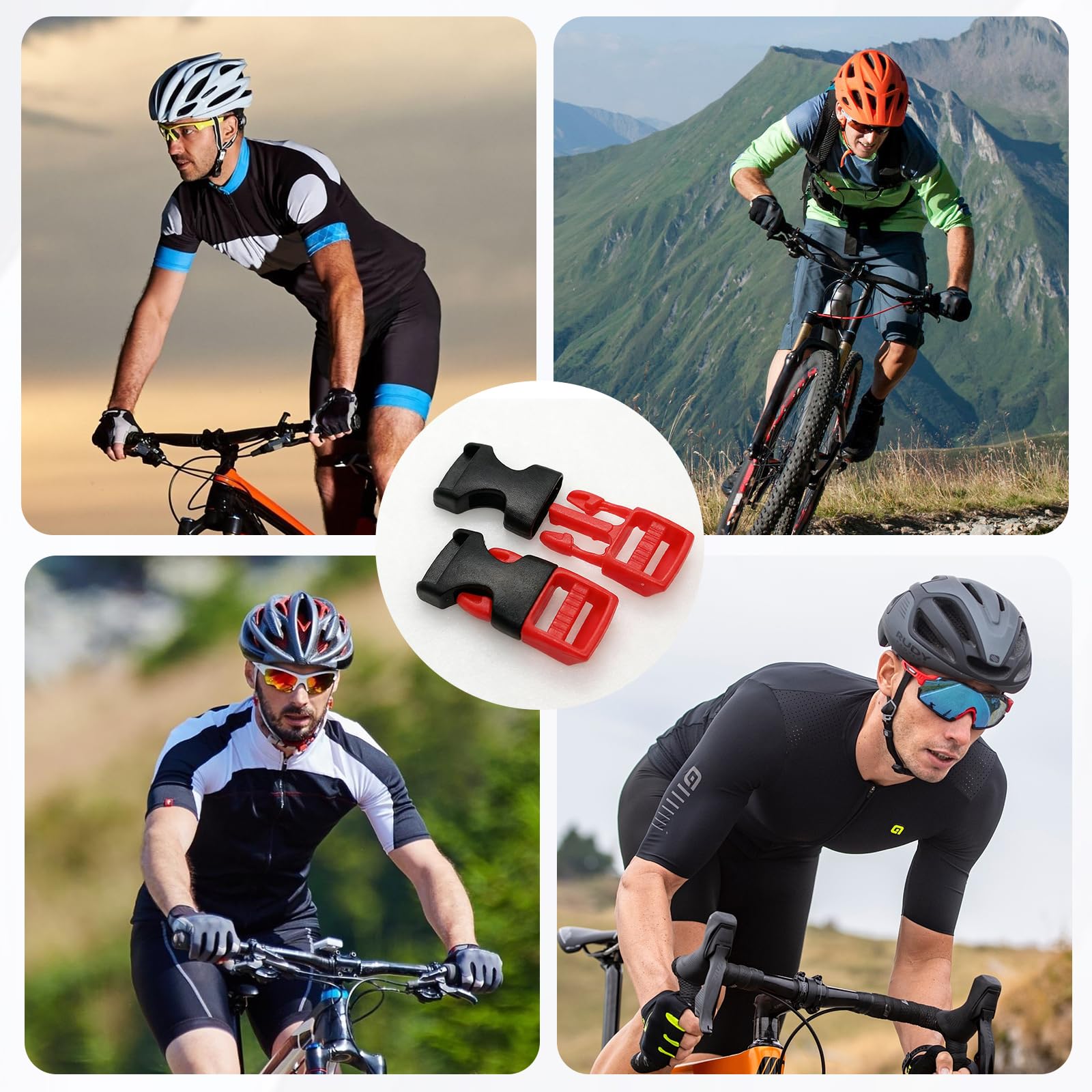 3 Stück Schnallen und Verschlüsse mit 2 Helmüberzug, Allgemein Schnellverschluss Schnalle, Fahrradhelm Verschluss für Motorrad MTB E-Bike Helm