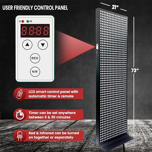 Miniatura 5 de Dispositivo de terapia de luz roja para cuerpo completo, 630 nm, 660 nm, 810 nm y 850 nm, panel LED de grado clínico de doble chip de infrarrojo