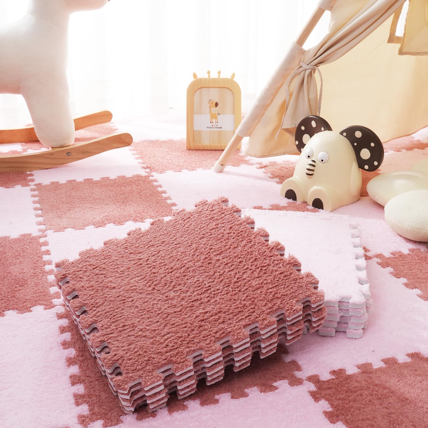 Gsogcax 10PCS Foam Play Mats for Floor 30x30cm Rugs for Living Room Soft Shaggy Rug Baby Large Interlocking Foam Play Mat Carpet Squares Anti-Skid Floor Carpet - Image 2
