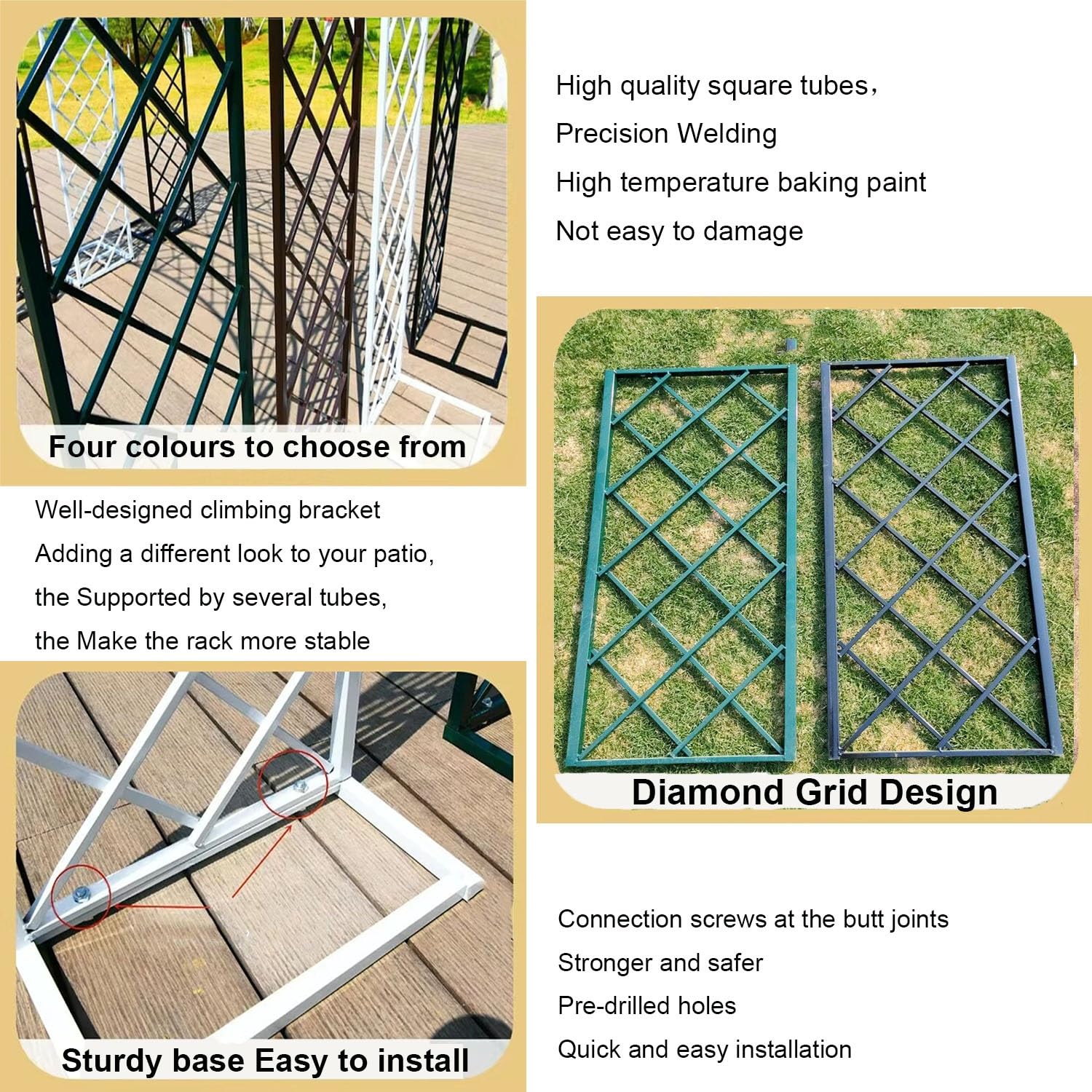 Treillis d'arche de jardin en métal robuste pour plantes grimpantes – 1,4 m – Tonnelle en bronze pour décoration de mariage en extérieur, parfait pour terrasse, aménagement paysager de jardin, durable