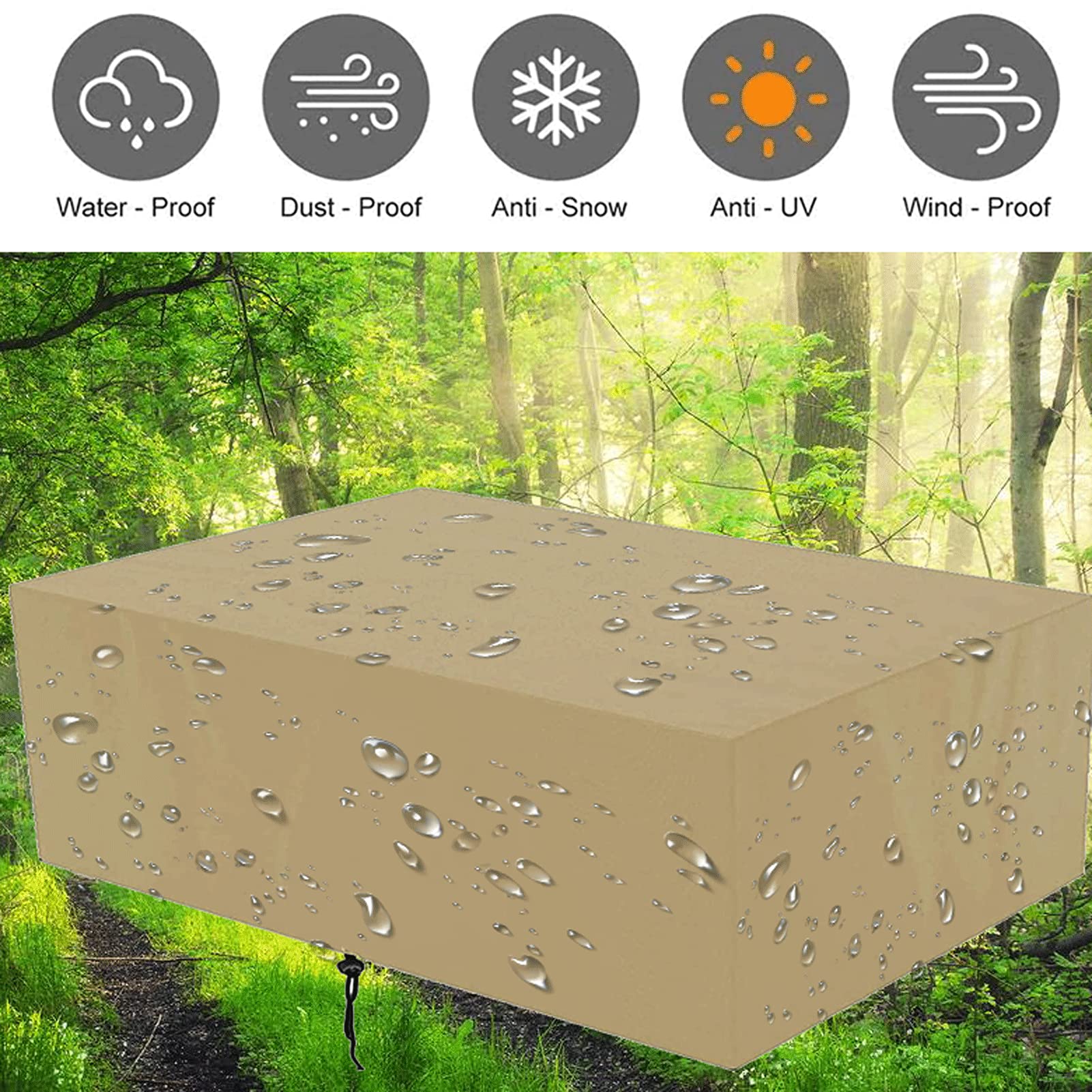 200x160x70cm Fodere per mobili da giardino Rettangolo, copertura protettiva per mobili da esterno impermeabile 420D Oxford resistente alla polvere per divano da giardino, esterno, tavolo e sedie