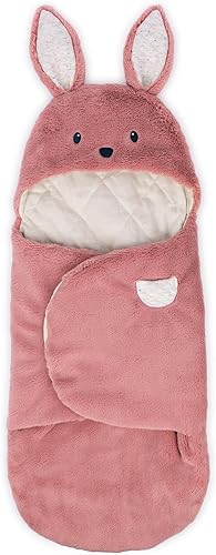 GUND Baby Oh So Snuggly Bunny Manta Envolvente, Manta Envolvente de Felpa con Capucha para Bebé para Recién Nacidos, Rosa/Crema, 26 pulgadas