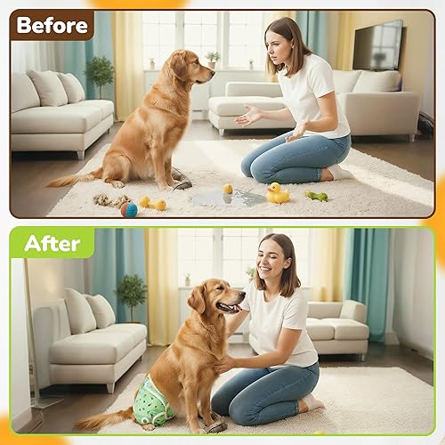 Miniatura 6 de Pet Magasin - Pañales reutilizables lavables para perros, altamente absorbentes, con velcro fuerte y flexible, paquete de 3, diseño moderno, Talla