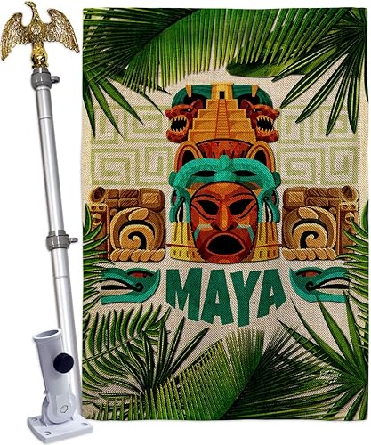Miniatura 1 de Ornament Collection Maya House Flag Eagle Set Regional Mexico United Mexican States Country Particular Area Decoration Banner Small Garden Yard Gift
