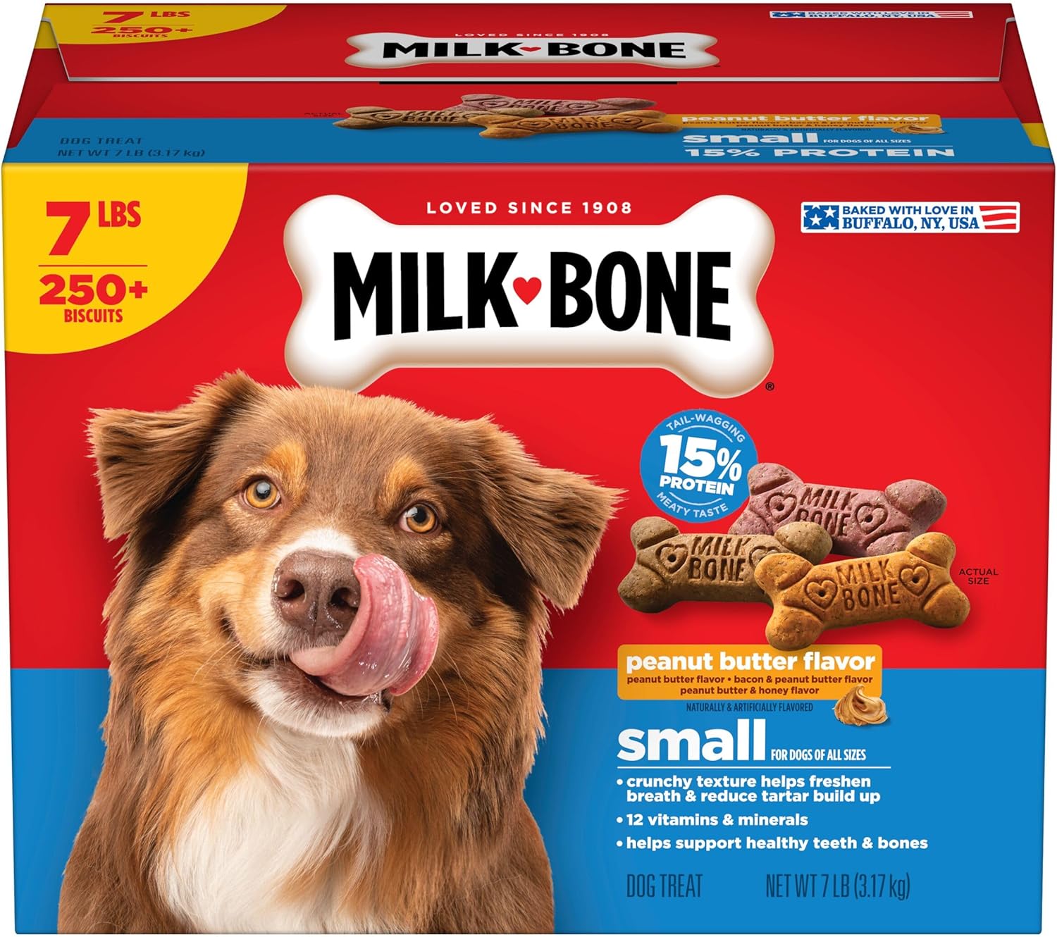 Milk-Bone Peanut Butter Flavor Dog Treats for Small Dogs, 24 Ounce (Pack of 6), Crunchy Texture Helps Freshen Breath
