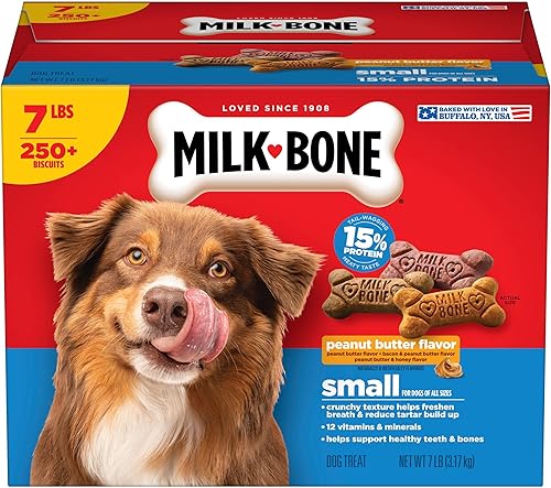 Milk-Bone Galletas para Perros con Sabor a Mantequilla de Maní con Saborizantes Naturales y Artificiales - Golosinas Crujientes para Perros - 7