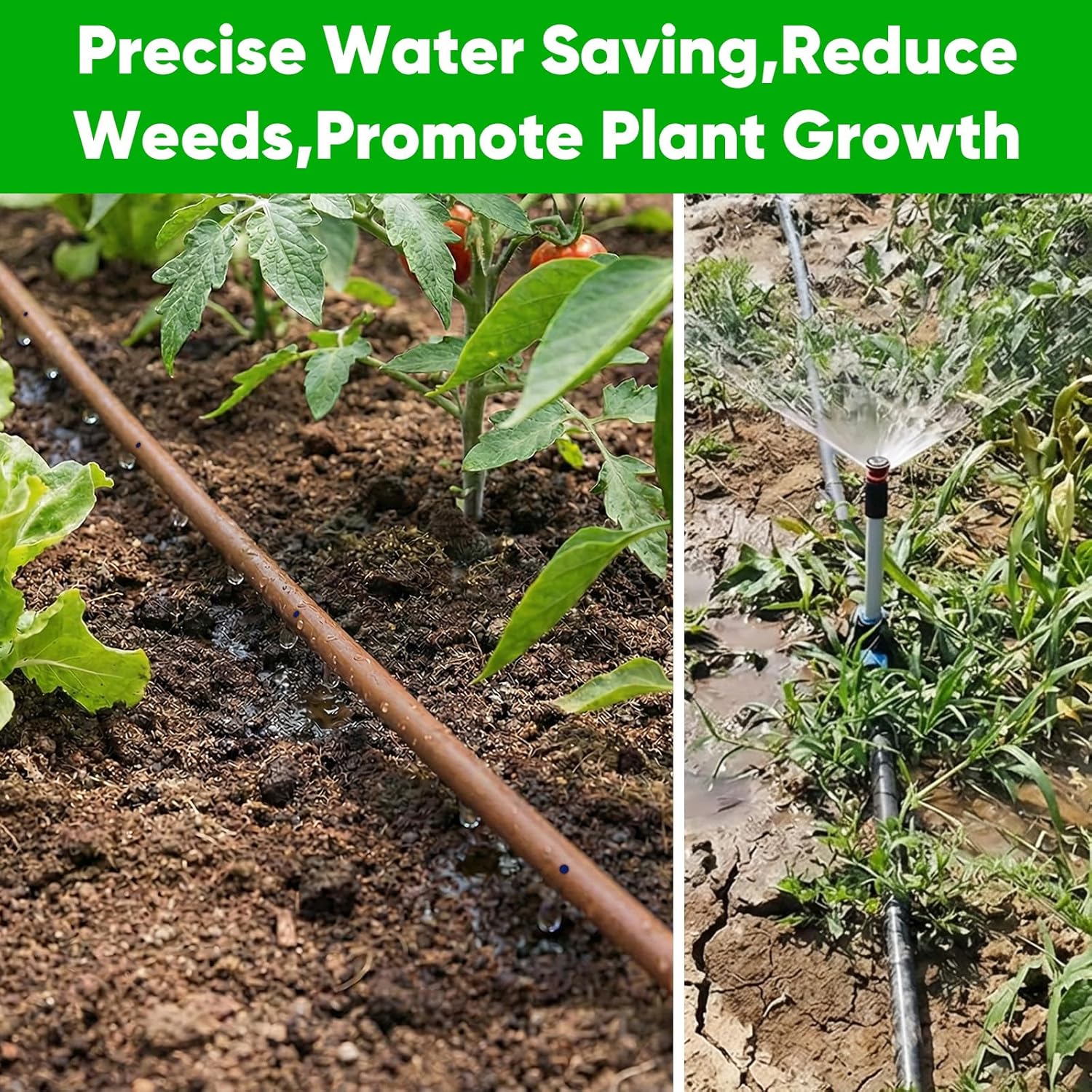 1/4" Irrigation Dripline Tubing for Gardens: 100-foot Drip Irrigation Line with 6-inch Emitter Spacing - Drip Line Tubing for Drip Irrigation Systems