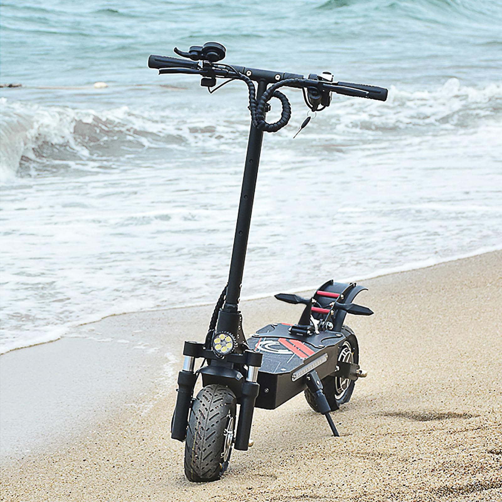 HWWH P7 Patinete Electrico Adultos Ligero Plegable Scooter Eléctrico Adolescentes Mujeres Barato 10 Pulgadas Bimotor Doble Suspensión 52 V/19 AH Batería de Litio 200 kg de Carga