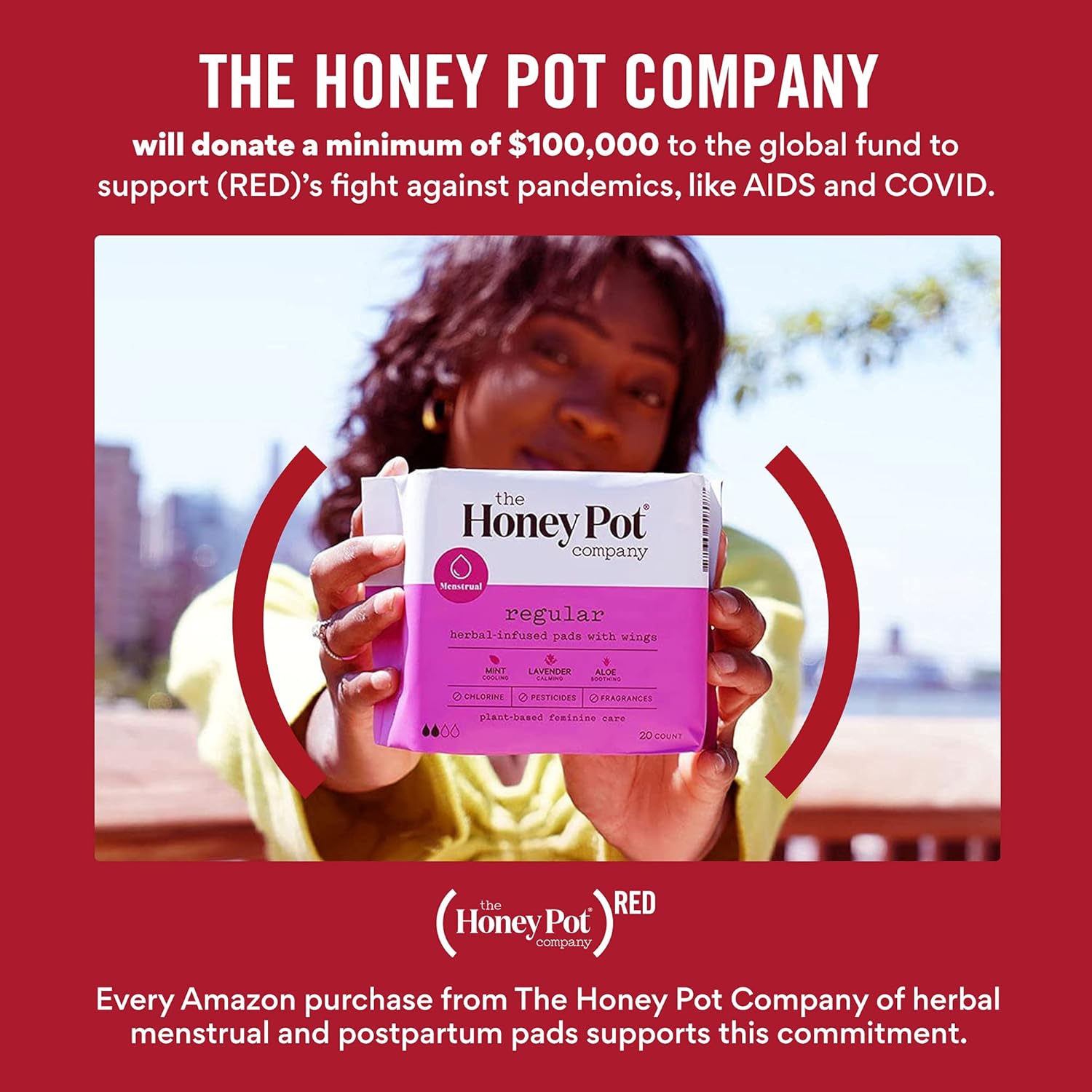 The Honey Pot Company Clean Cotton Overnight Pads (12 Count), Herbal-Infused Pads with Wings, Plant-Derived Feminine & Menstrual Care : Health & Household