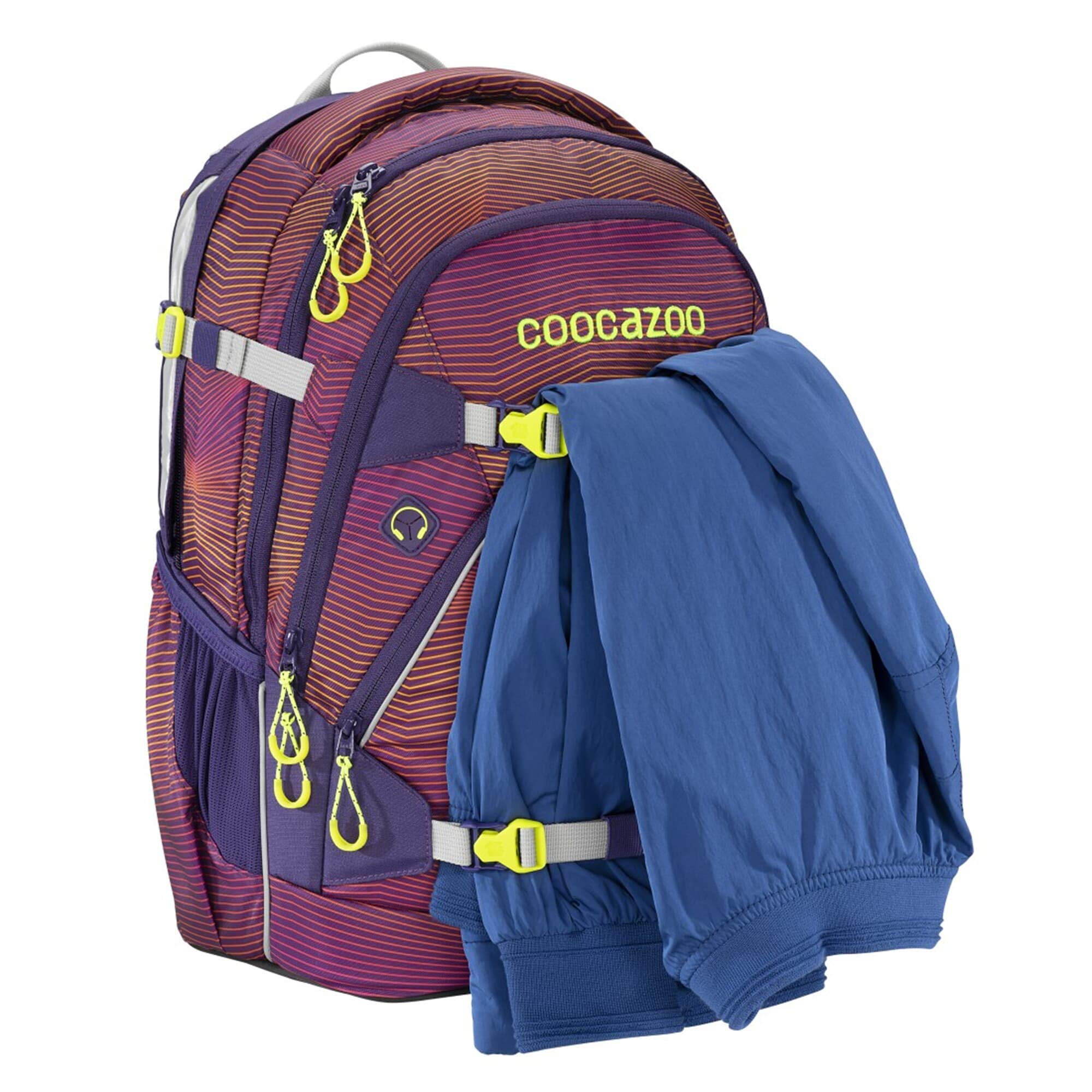 coocazoo Schulrucksack ScaleRale Soniclights Purple lila, ergonomischer Tornister, höhenverstellbar mit Brustgurt und Hüftgurt für Mädchen ab der 5. Klasse, 30 Liter