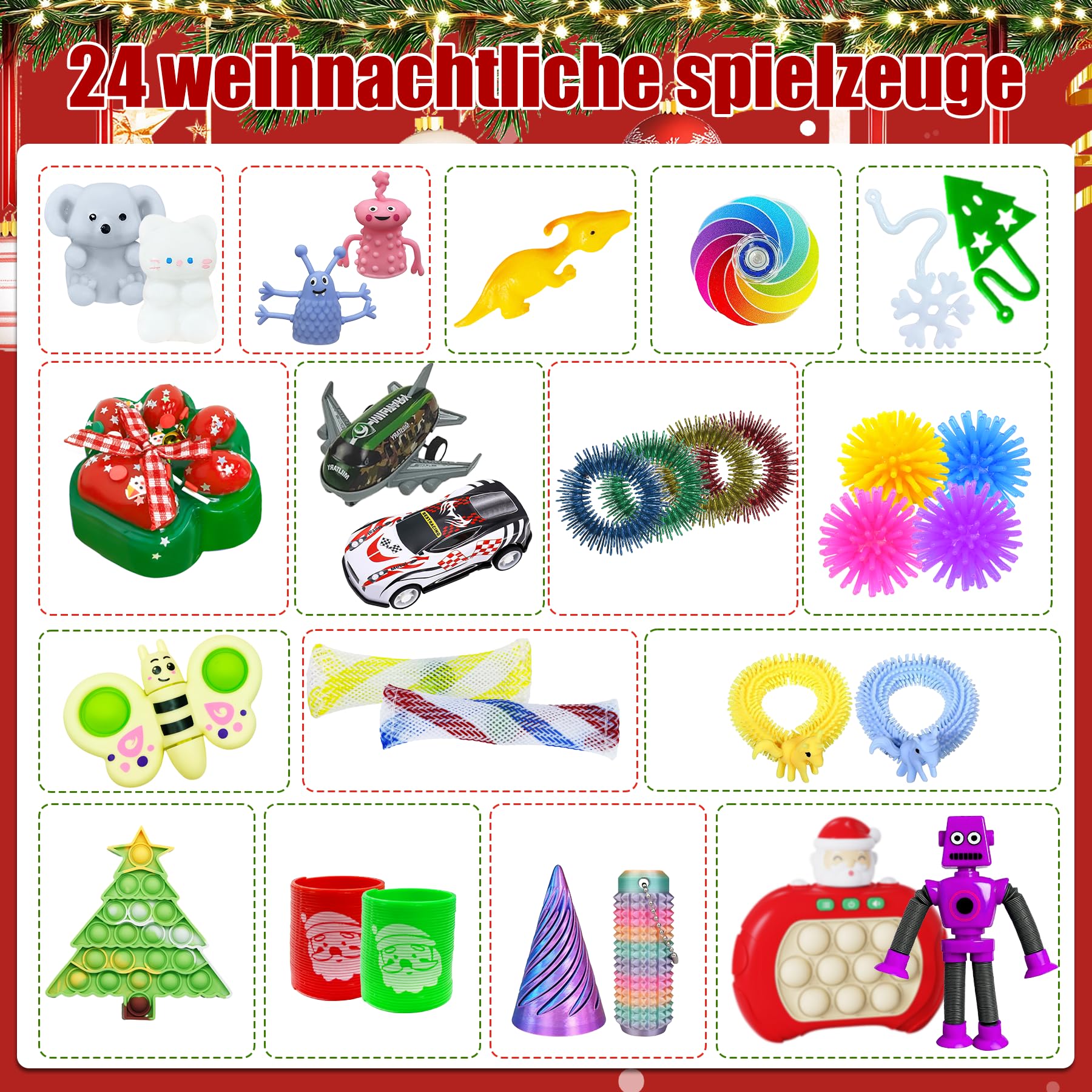 Fidget Adventskalender 2025,Adventskalender Fidget Toy,Spaß und aufregend Countdown Spielzeug,Countdown Stress Linderung und Unterhaltung Sensory Fidget Toys Set Geschenke Calendar