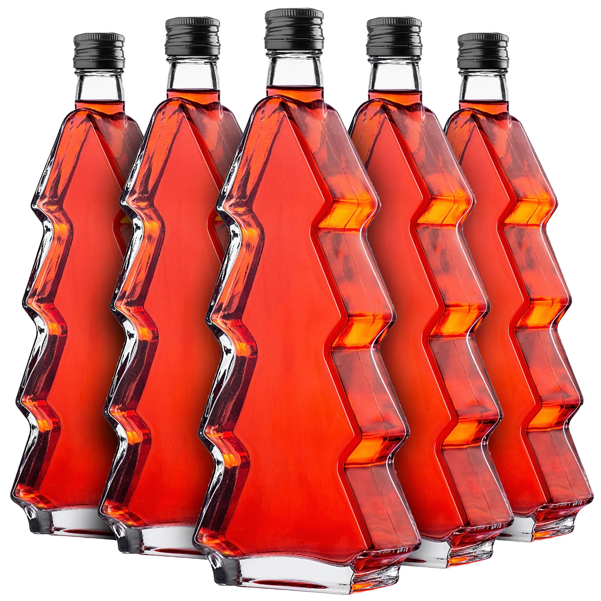 KADAX 5er Set Glasflaschen 500ml mit Schraubverschluss – Leere Flaschen zum Befüllen für Saft, Likör, Öl, Essig & Sirup, Refillable Glass Bottles