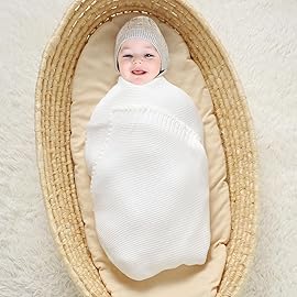 mimixiong Cotton Baby Blanket Gender Neutral Nursery Swaddling Blanket for Shower Gift Registry for Baby White 40 x30 Inch