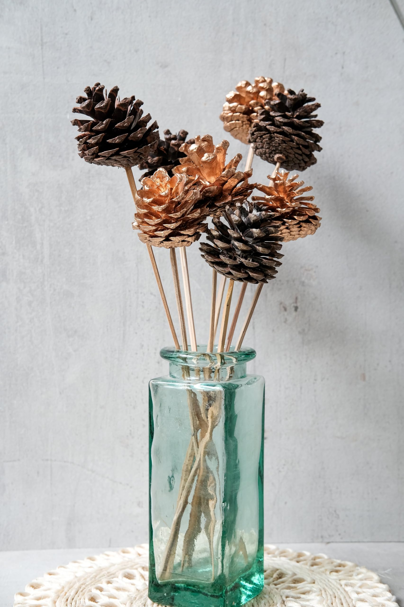 Coastal Habitat | Pinecone Bundle | Set of 8 Stems | 100 % Natural | Approx 55-60 CM | Home & Office Decor| Ideal Gift |
