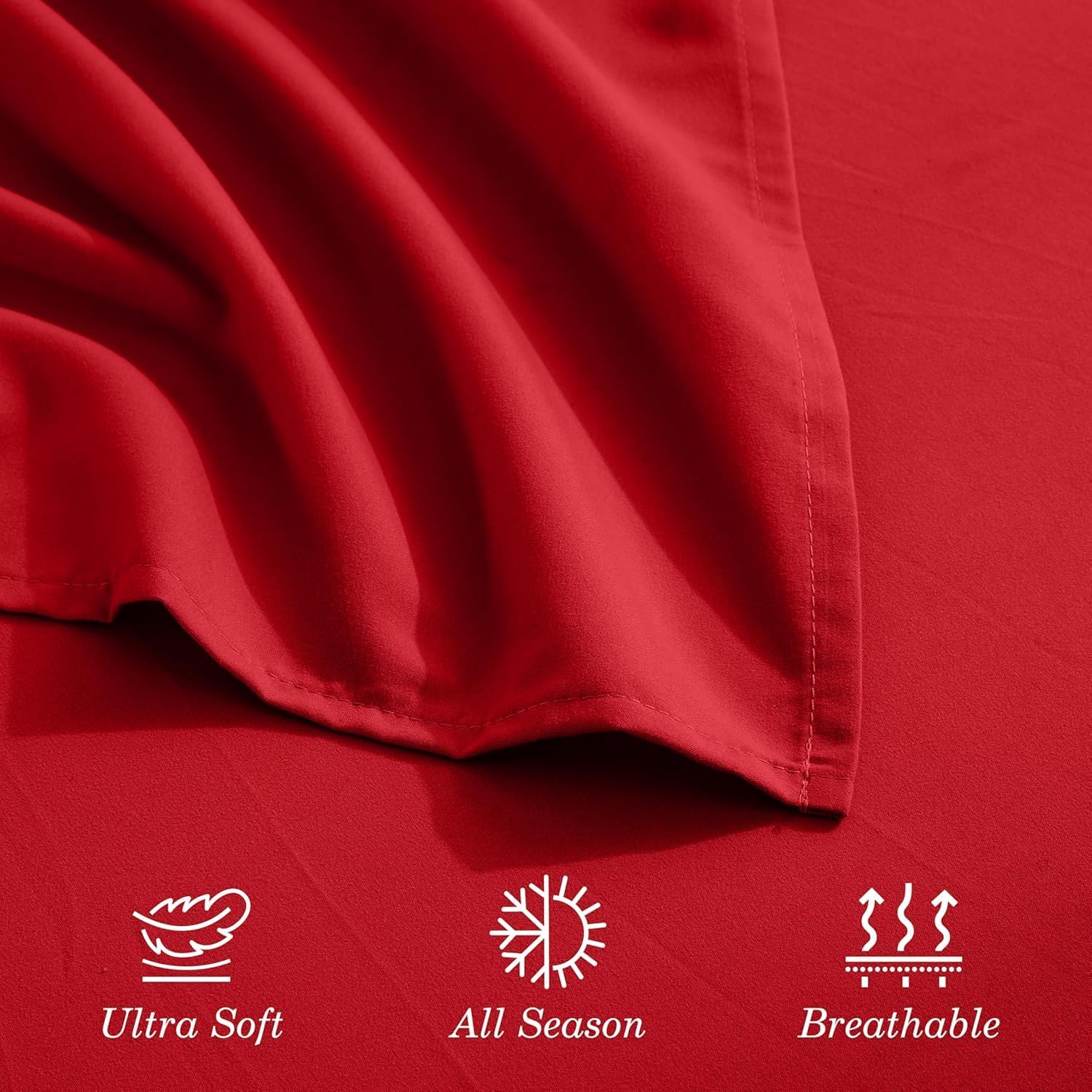 CELINE LINEN Premium 1800 Hotel Quality Wrinkle-Resistant 4-Piece Microfiber Sheet Set - Luxury Ultra Soft and Breathable Bedding 16 Inch Deep Pocket 4PC Sheet Set, California King, Red