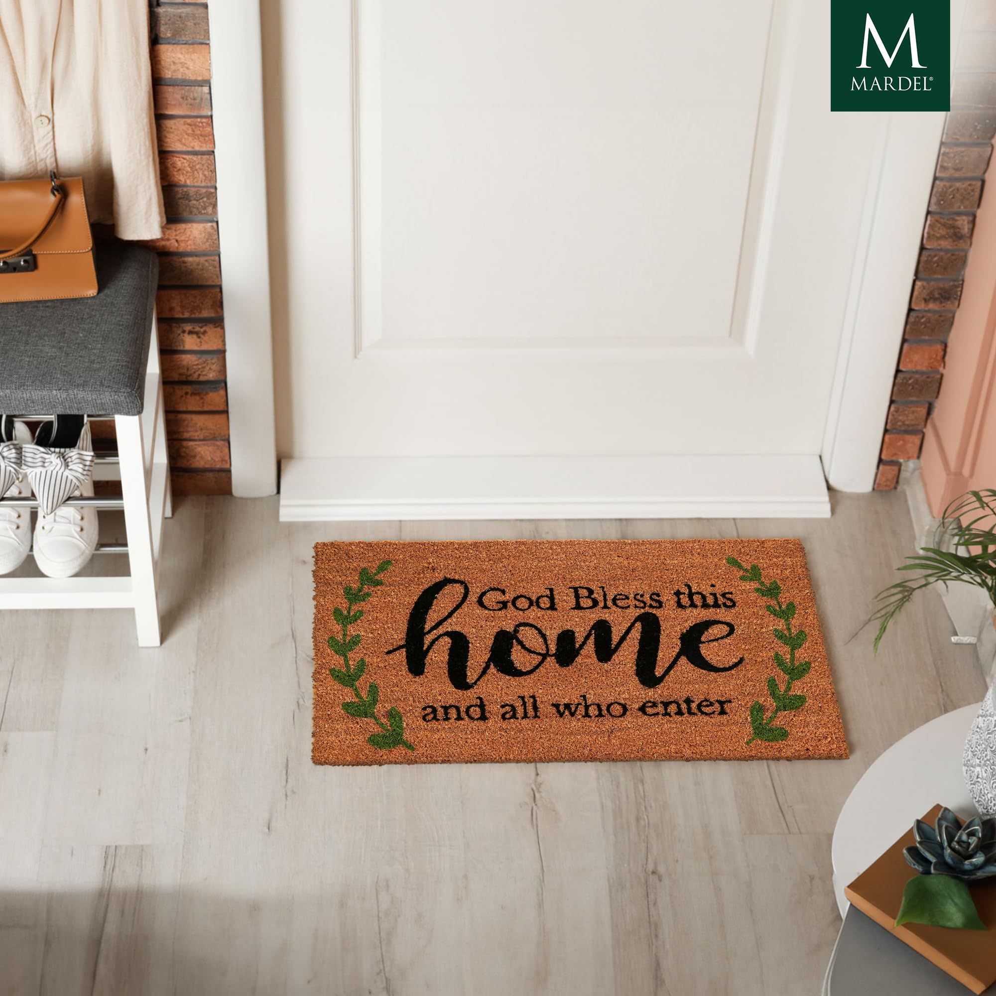 God Bless This Home Doormat | Farmhouse Style Entry Mat | 18 x 30 Inches | Durable 100% Coir