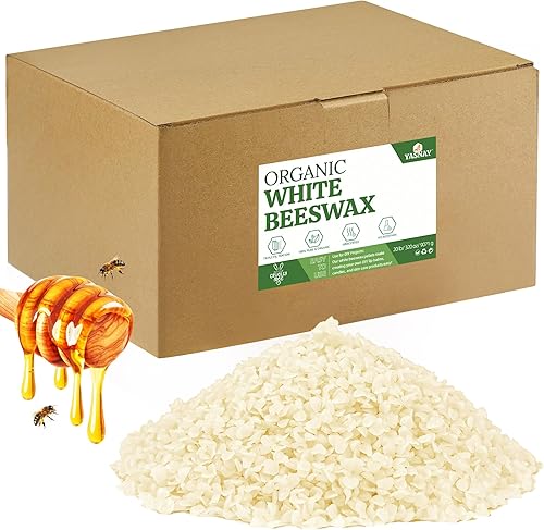 YASNAY Pellets de cera de abeja blanca de 20 libras, cera de abeja 100% orgánica, cera de abeja para hacer velas, cuerpo, cuidado de la piel,
