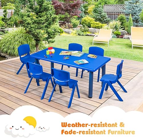 Miniatura 8 de Costzon Sillas escolares apilables de plástico, paquete de 6, sillas de aprendizaje para niños con altura de asiento de 11 pulgadas, asa de