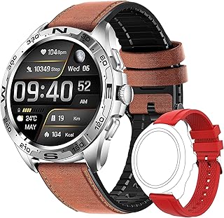 Smart Watch for Men with Answer and Make Calls, Fitness Tracker 1.32" Touch Screen Fitness Watch with Heart Rate Sleep Monitor, IP67 Waterproof Activity Trackers for iOS Android(Color:Black)(Brown)