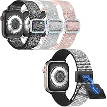 LETOID Stretchy Band Design for Apple Watch 42mm 44mm 45mm 49mm, 4 Pack Elastic Nylon Strap Women Replacement Sport Solo Loop Wristband for iWatch Series Ultra 9 8 7 6 5 4 3 2 1 SE