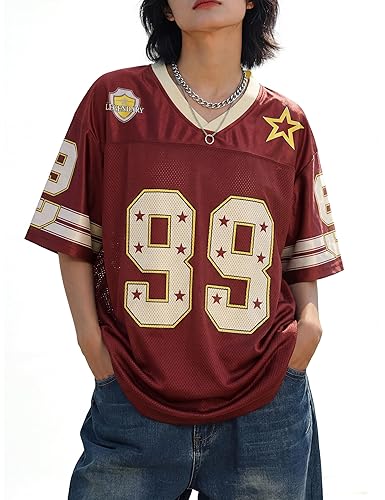 Jersey Shirts Y2K Oversized Graphic Tees Baggy V Neck T-Shirts