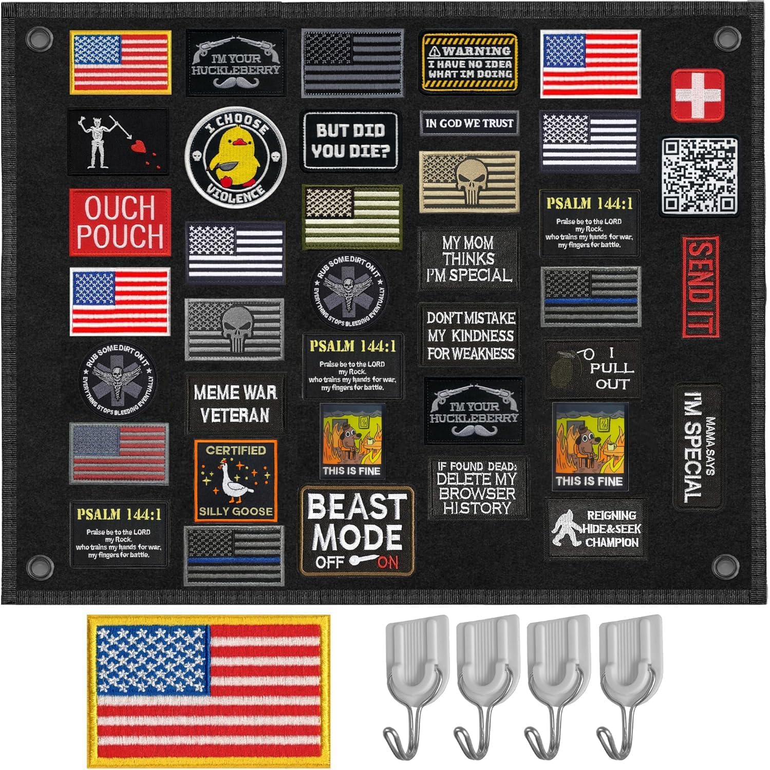 Tactical Patch Board (24" x 18") | Morale Patch Hanging Wall Panel Display Holder for Military, Army, Combat, Uniform, Morale Emblem Hook & Loop