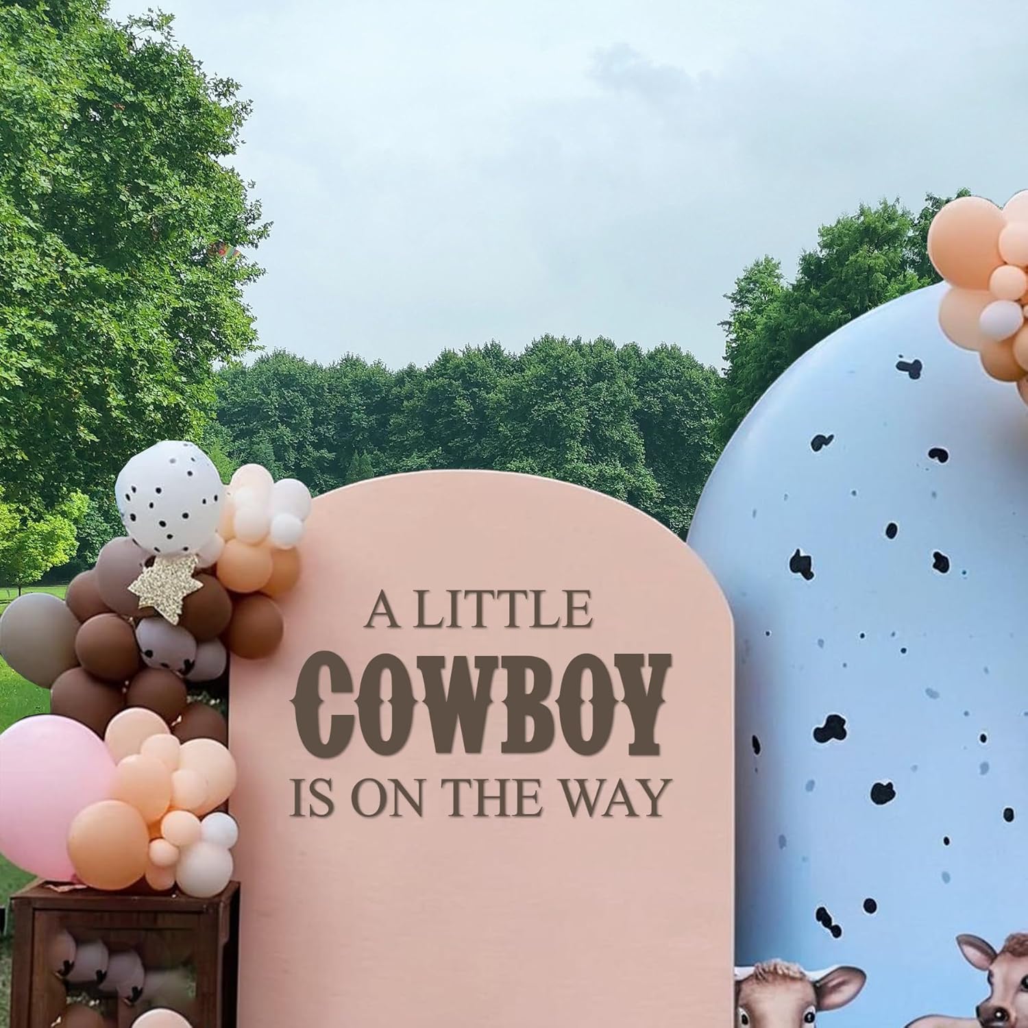 A Little Cowboy Is On The Way Baby Shower Decal Peel and Stick - Cowboy Baby Shower Decorations,Country Western Cowboy Party Decorations for Backdrop,It Is A Boy Gender Reveal Sticker for Baby Boy