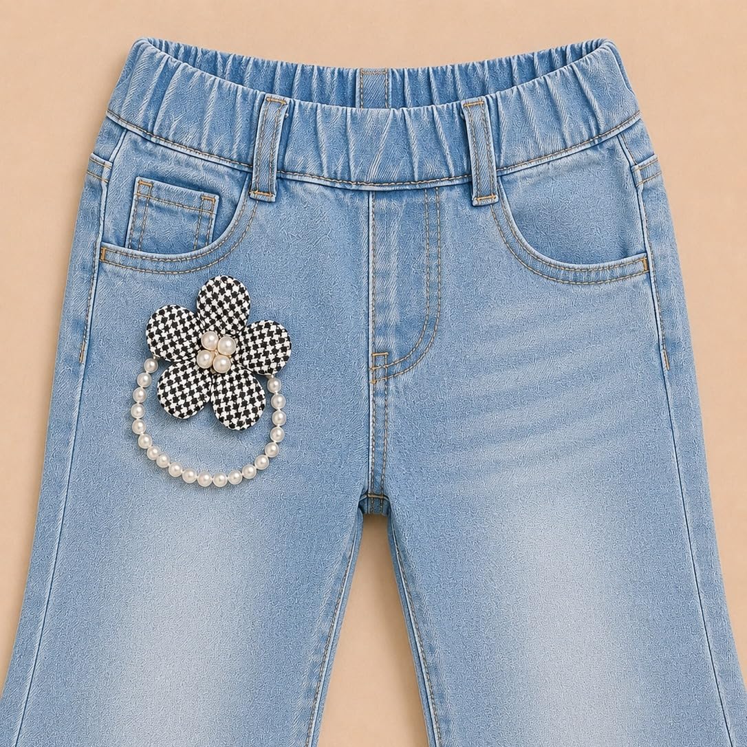 A.T.U.N. (ALL THINGS UBER NICE) Klassische Jeanshose für Mädchen aus 100% hochwertiger weicher Baumwolle mit elastischem Bund, bequem und zeitlos für Kinder
