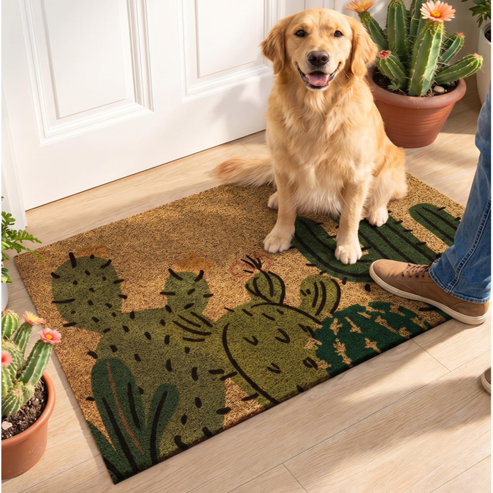 Felpudos Entrada Casa Felpudo Fibra Coco Originales | Atrapa Suciedad y Barro Alfombra Entrada Antideslizante Alfombrilla para Entrada, Pasillo, Cocina(D,50x80cm)
